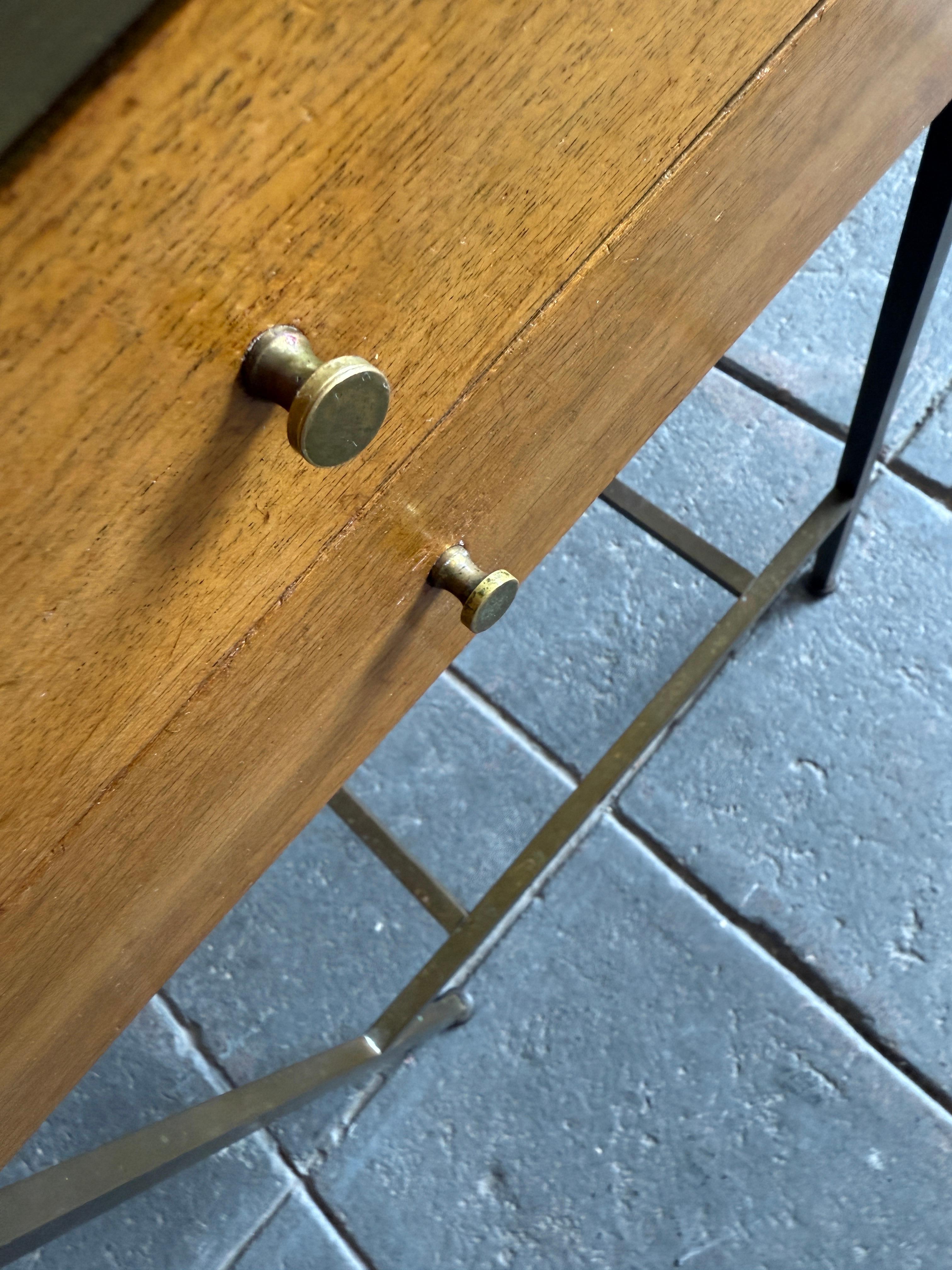 Mid-Century Modern Mid Century Paul McCobb Calvin 2 drawer Nightstand with Brass frame For Sale