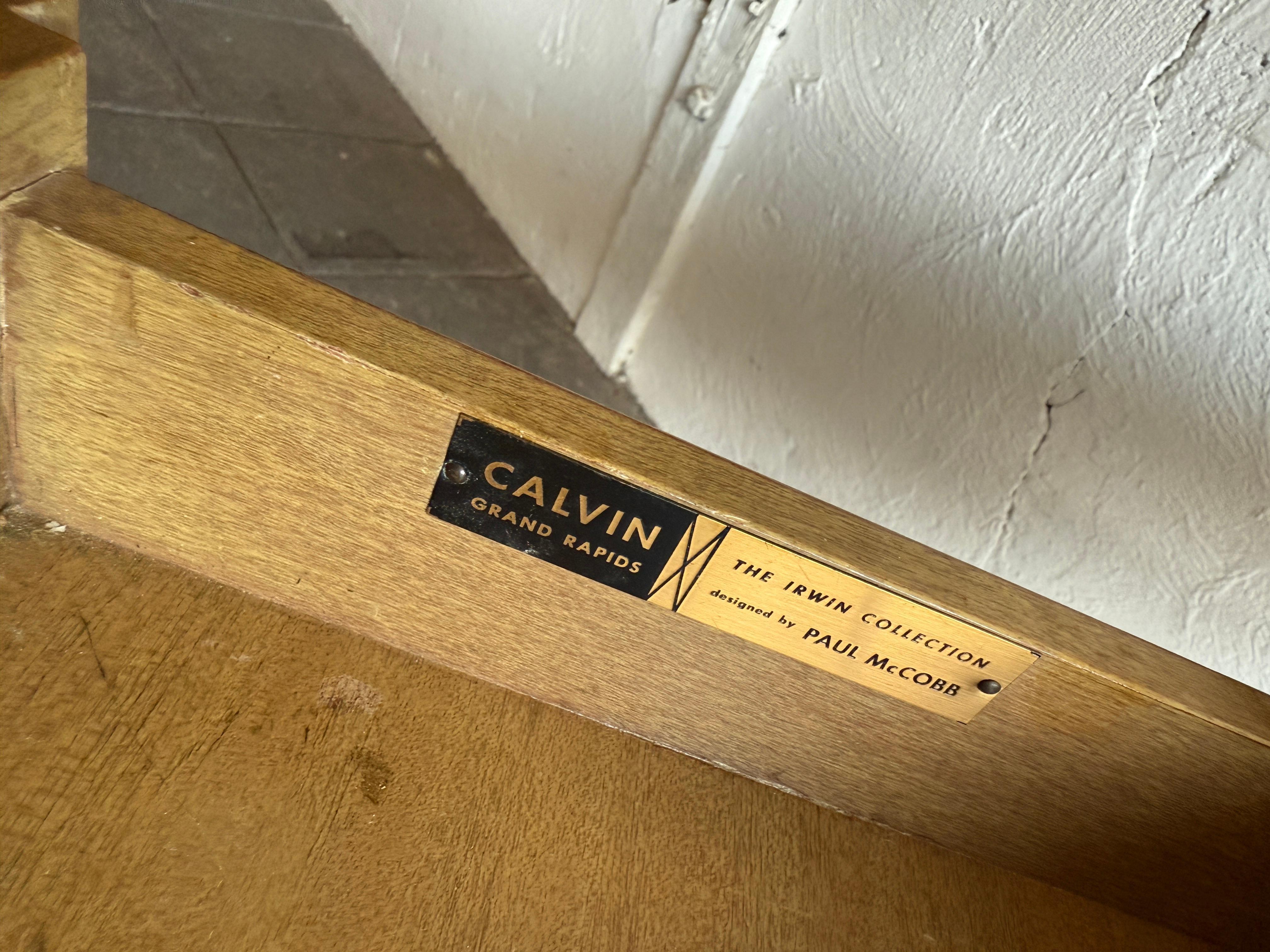 Mid Century Paul McCobb Calvin 2 drawer Nightstand with Brass frame For Sale 2