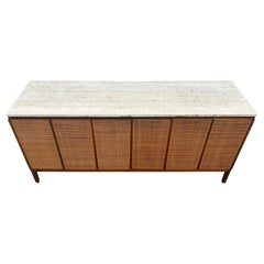 Mid century Paul McCobb Calvin Credenza Cane Brass travertine