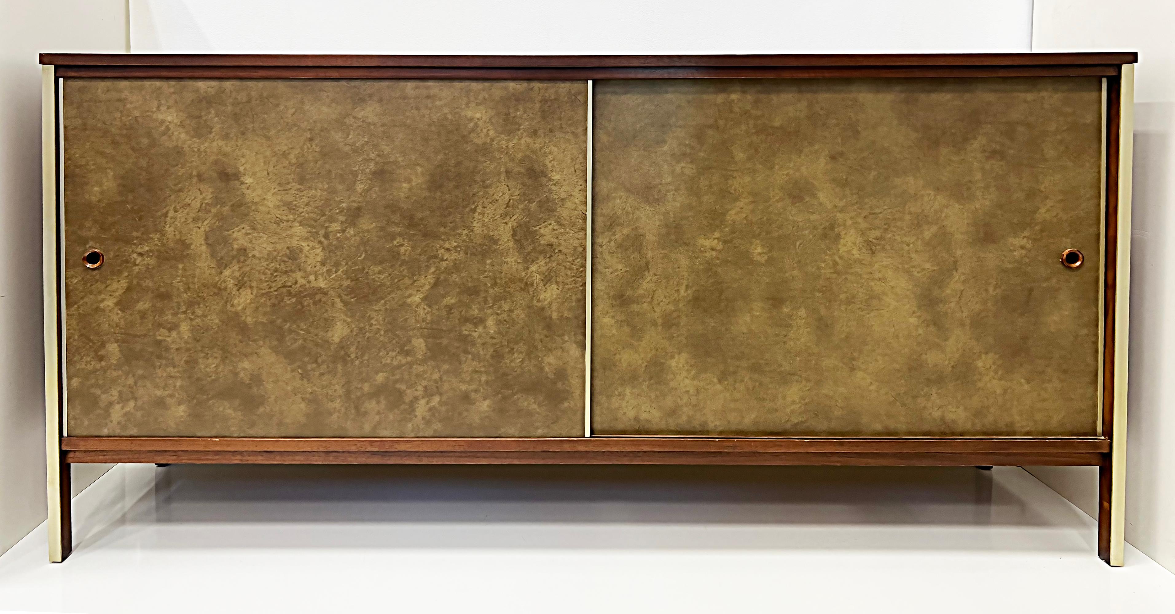 Mid-century Paul McCobb Calvin Line Leather Walnut Cabinet 2