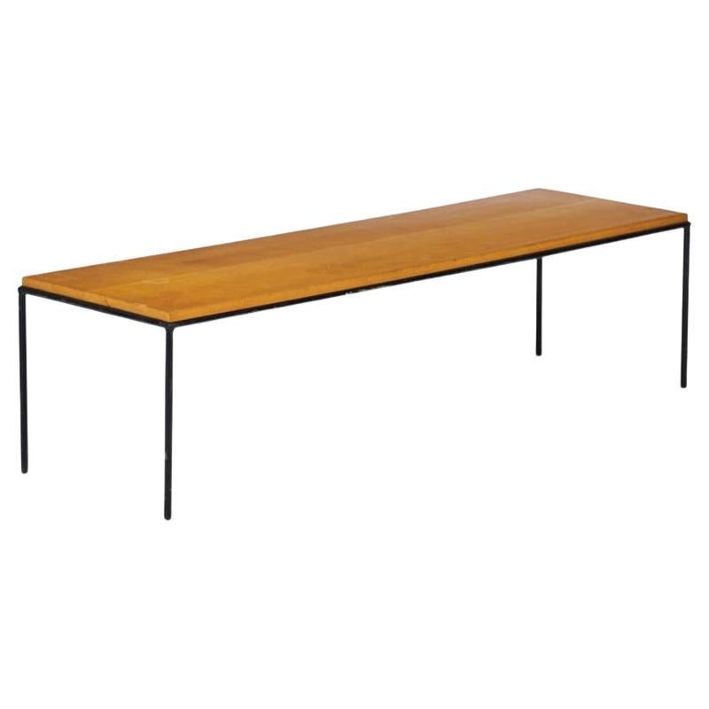 Beautiful Paul McCobb Planner Group solid maple 60 inch coffee table bench blonde maple - Minimalist in original blonde finish. Very delicate designed coffee table with iron rod base. All solid maple. You are buying (1) coffee table.

Local pick up