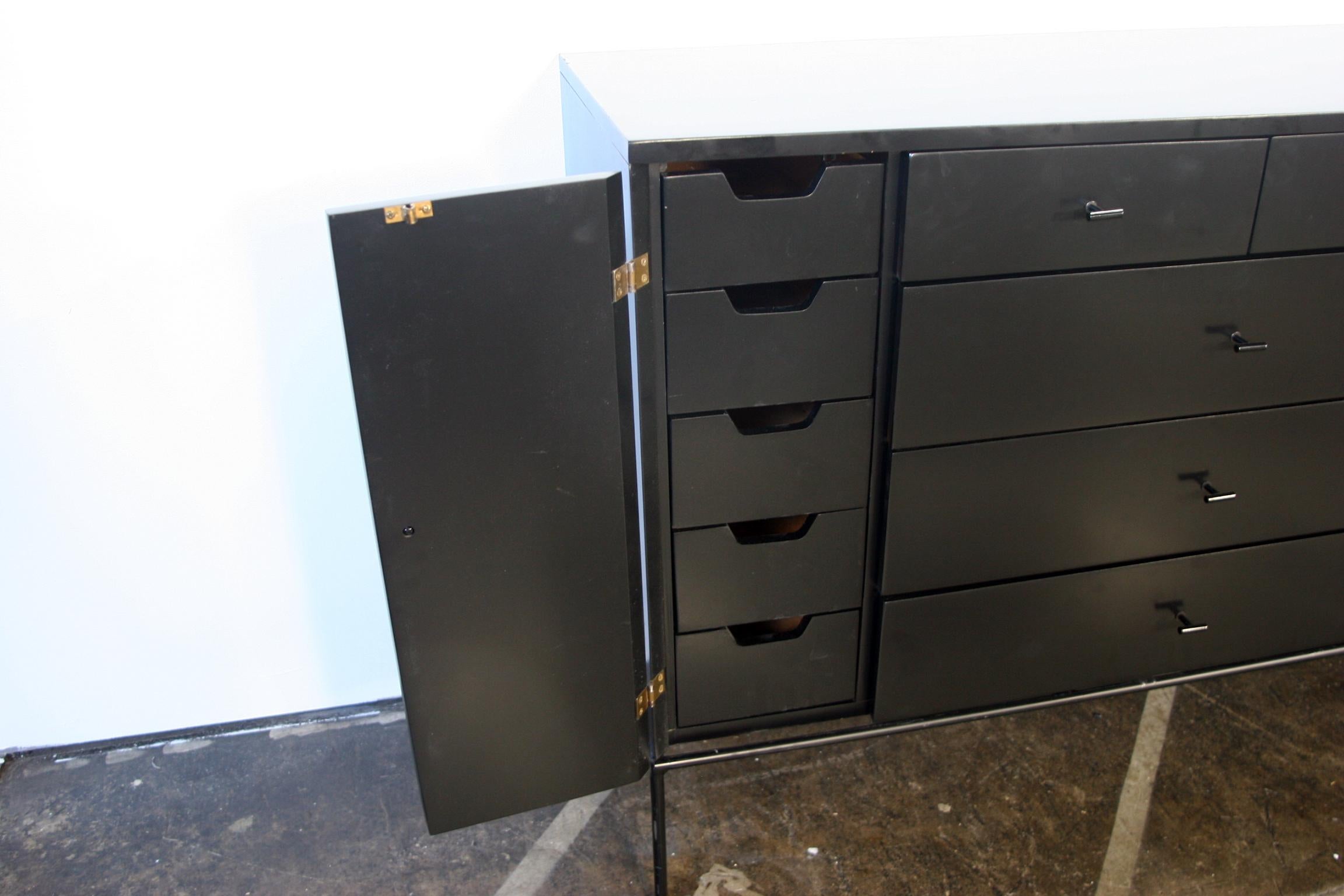 Steel Midcentury Paul Mccobb Maple 20-Drawer Dresser #1510 Black Lacquer T Pulls Rare