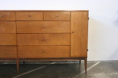 Midcentury Paul McCobb Maple 20-Drawer Dresser #1510 Walnut Finish Brass Knobs
