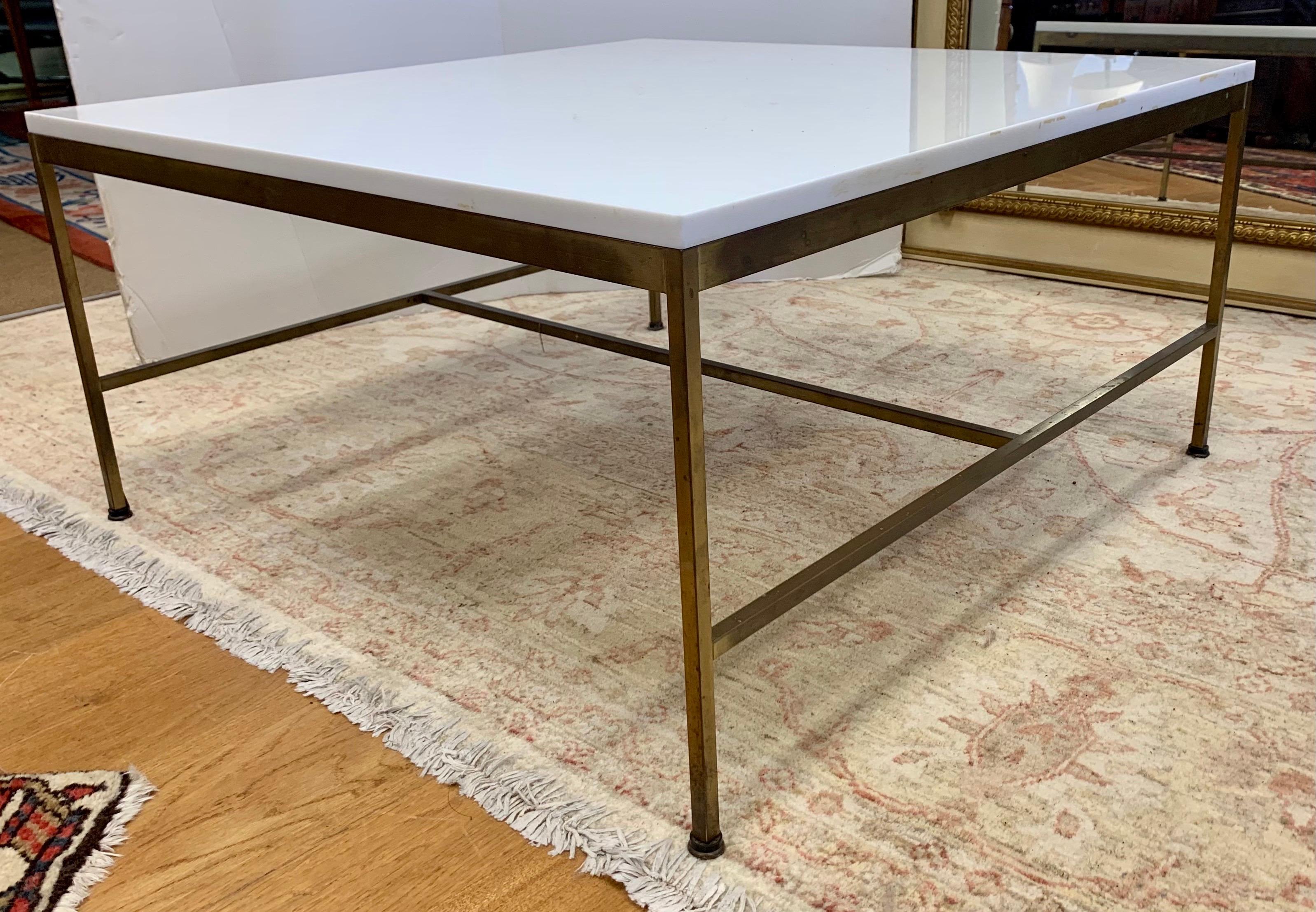 American Mid Century Paul McCobb Marble Top and Brass Coffee Table