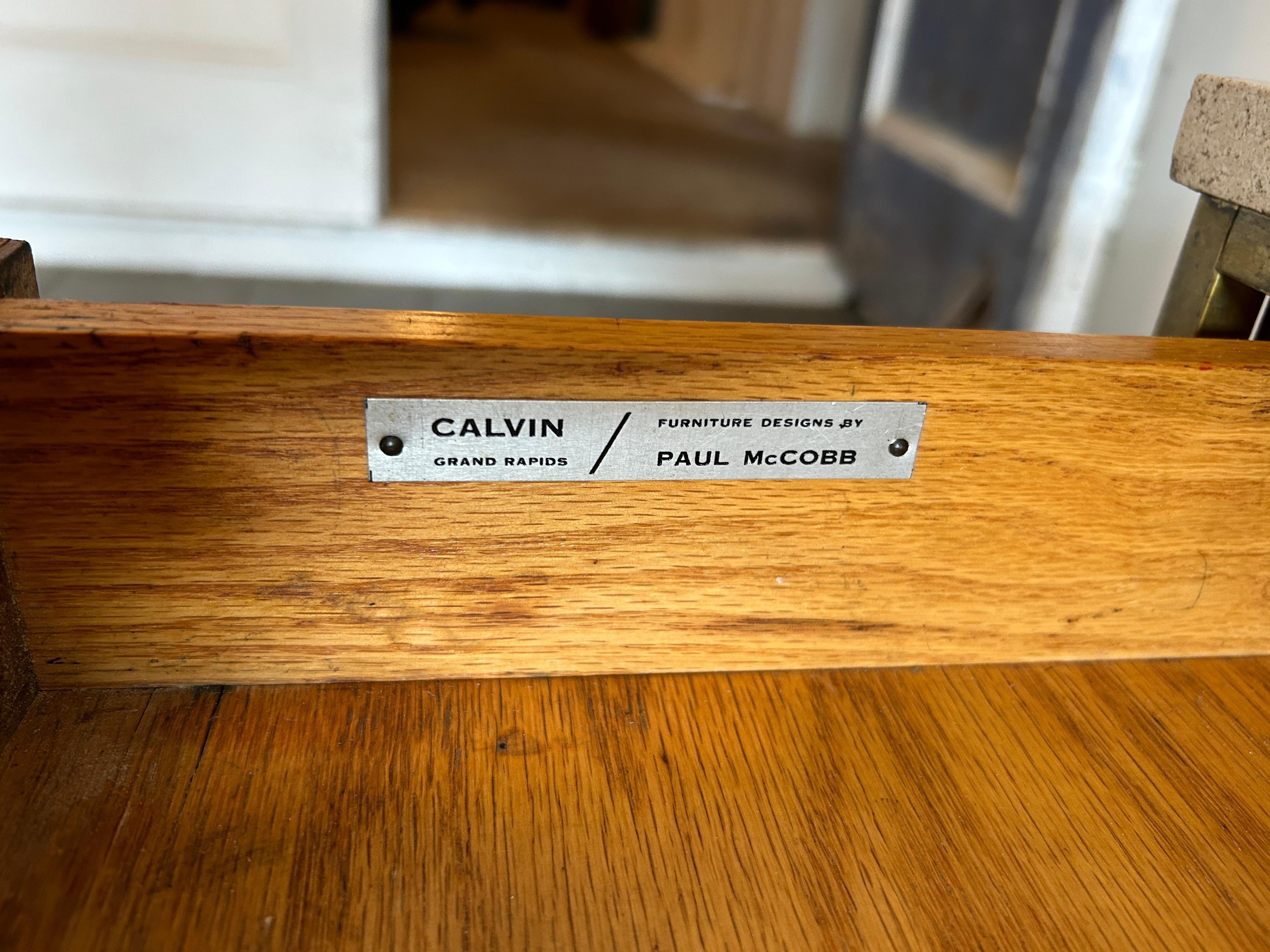 Mid century Paul McCobb Nightstand Calvin Collection Travertine walnut 2