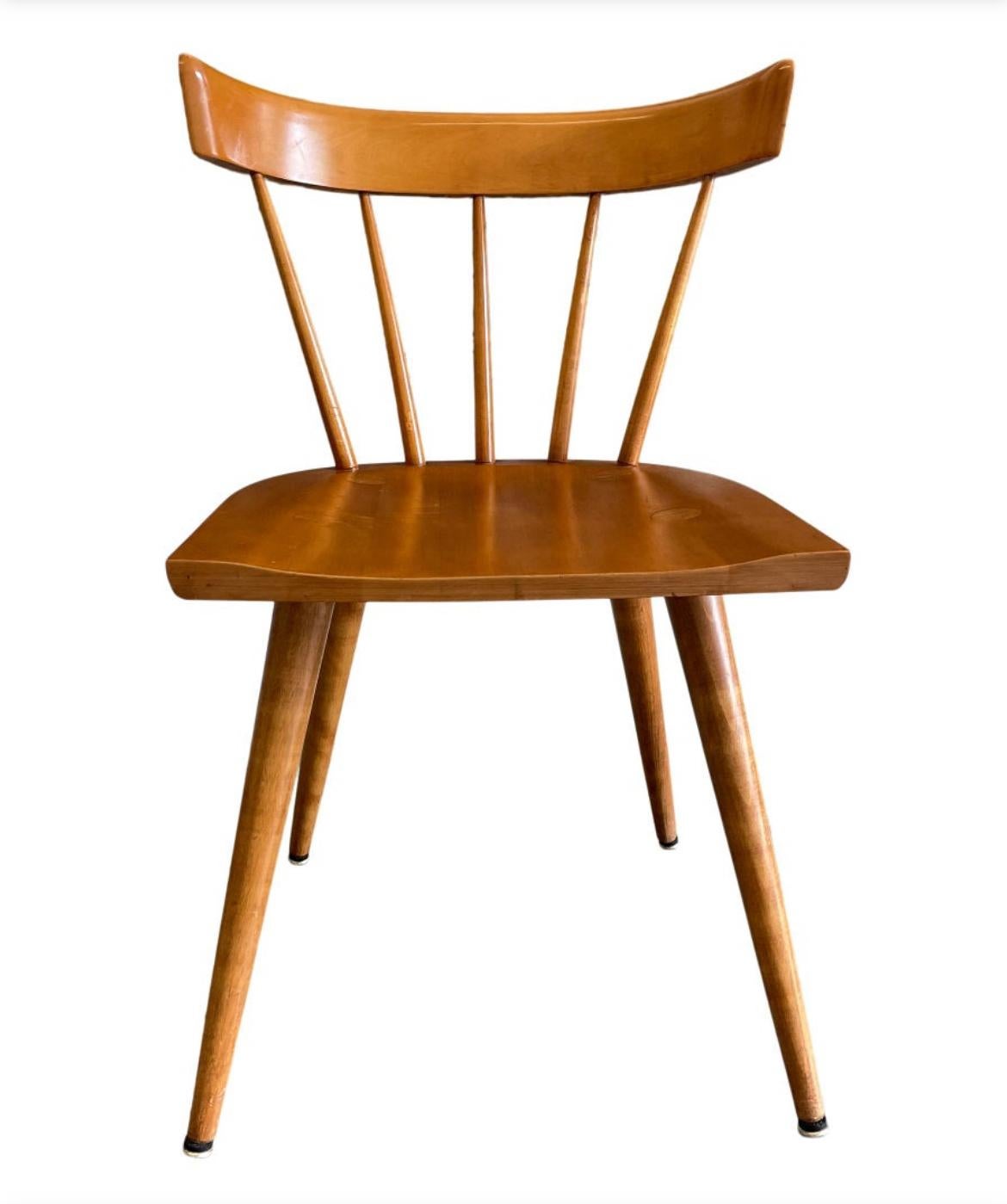 Set of 6 All original midcentury maple Paul McCobb Planner Group spindle back side chairs. Solid maple seat and curved back on tapered legs. Original vintage condition. Original blonde finish. These chairs are labeled Paul McCobb by Winchendon