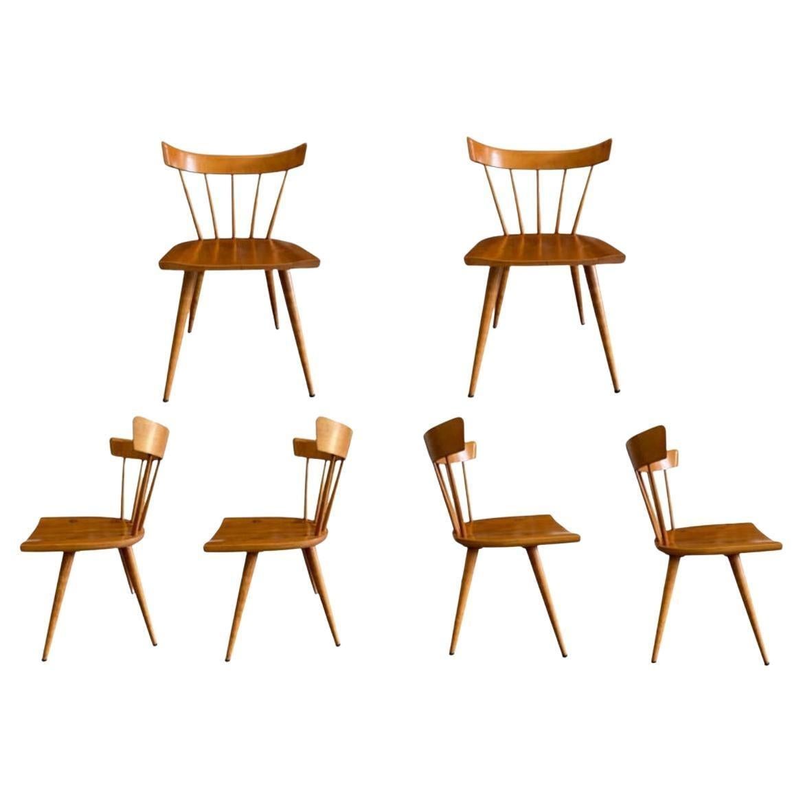 Mid-Century Paul McCobb Planner Group Dining Chairs Maple Spindle Back Chairs