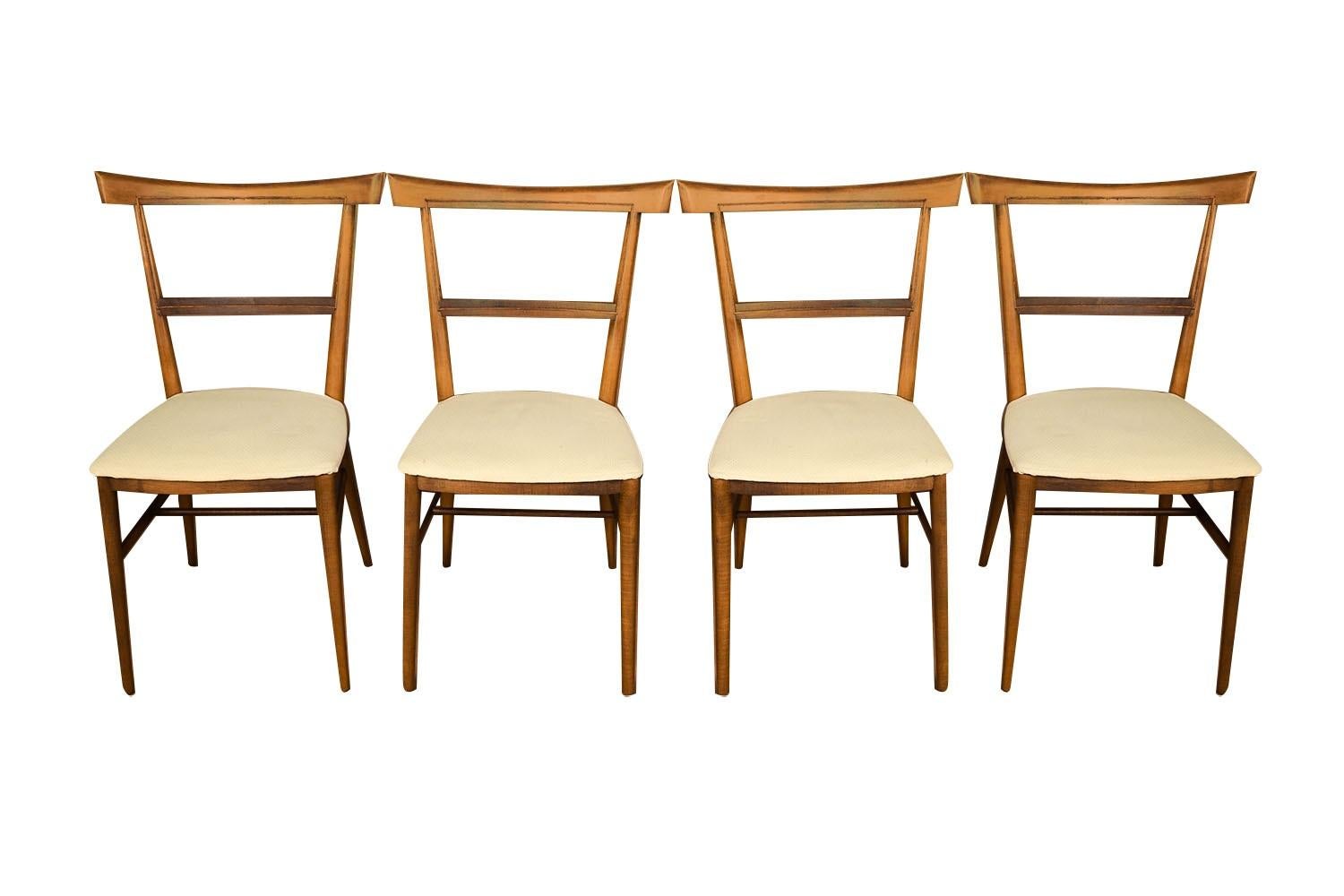 Incredibly well constructed set of four mid-century modern dining chairs designed by internationally known and revered designer Paul McCobb 