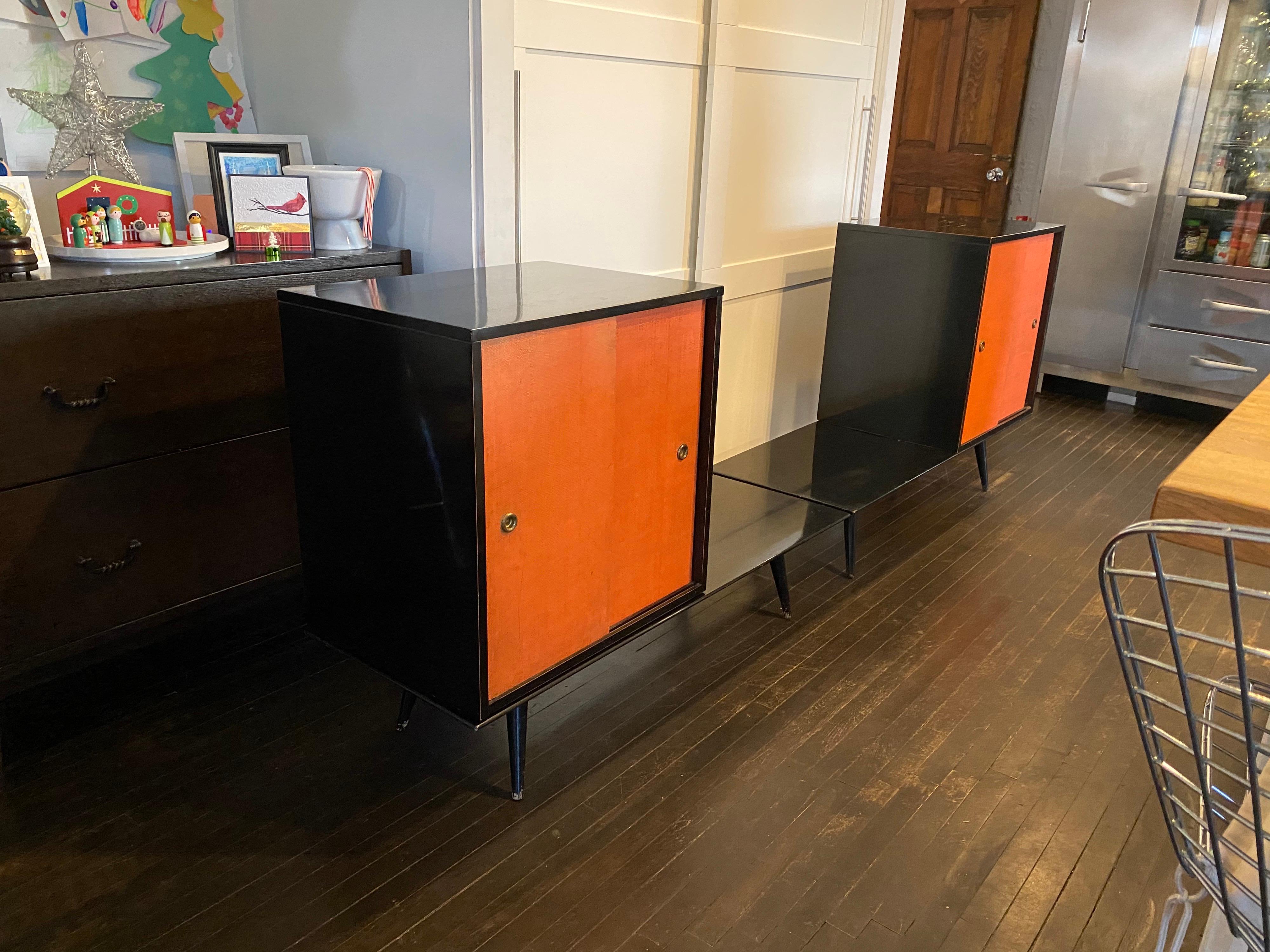 Lacquered Midcentury Paul McCobb Planner Group Four Piece Cabinets with Benches, 1950s For Sale
