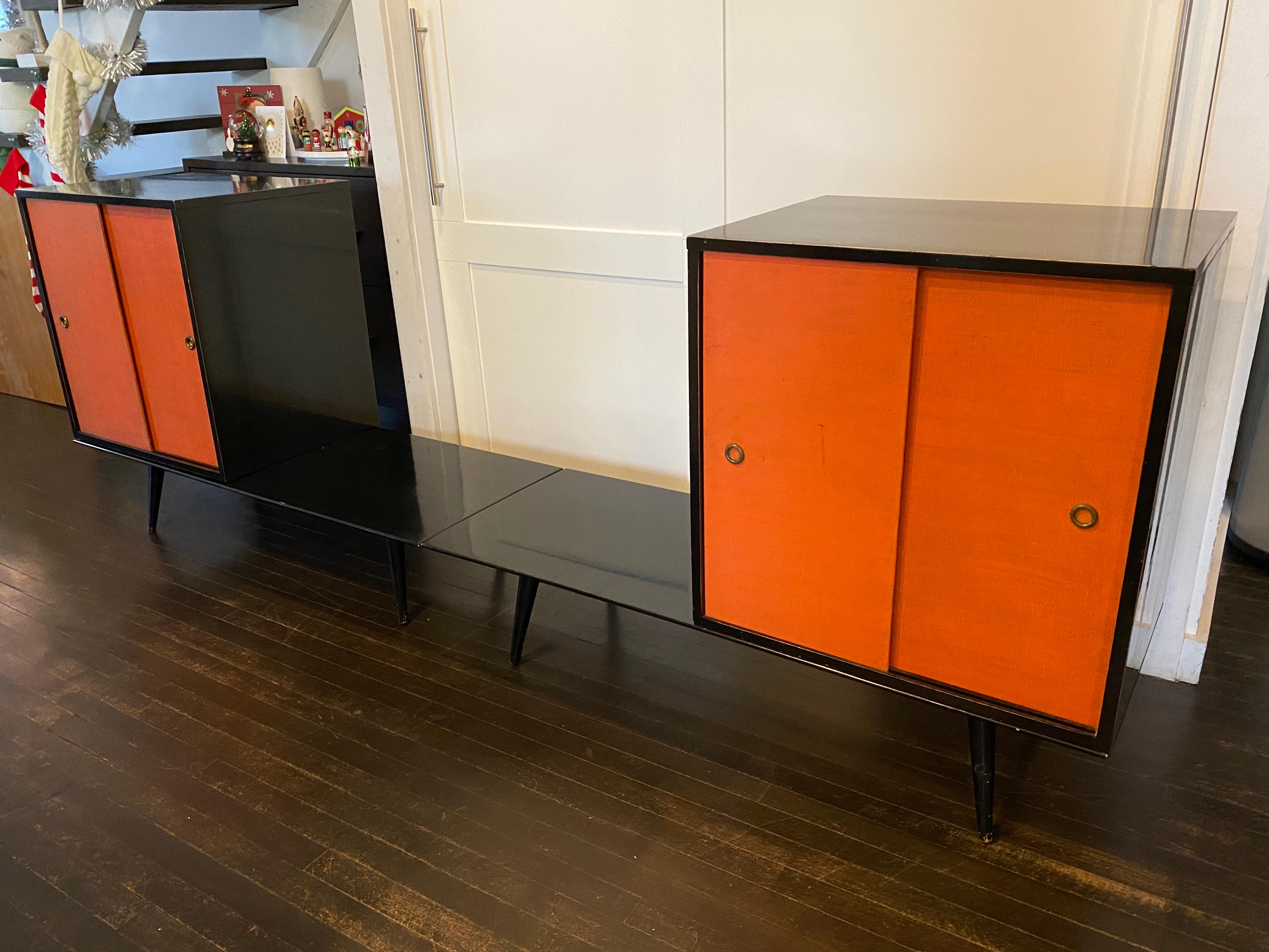 20th Century Midcentury Paul McCobb Planner Group Four Piece Cabinets with Benches, 1950s For Sale