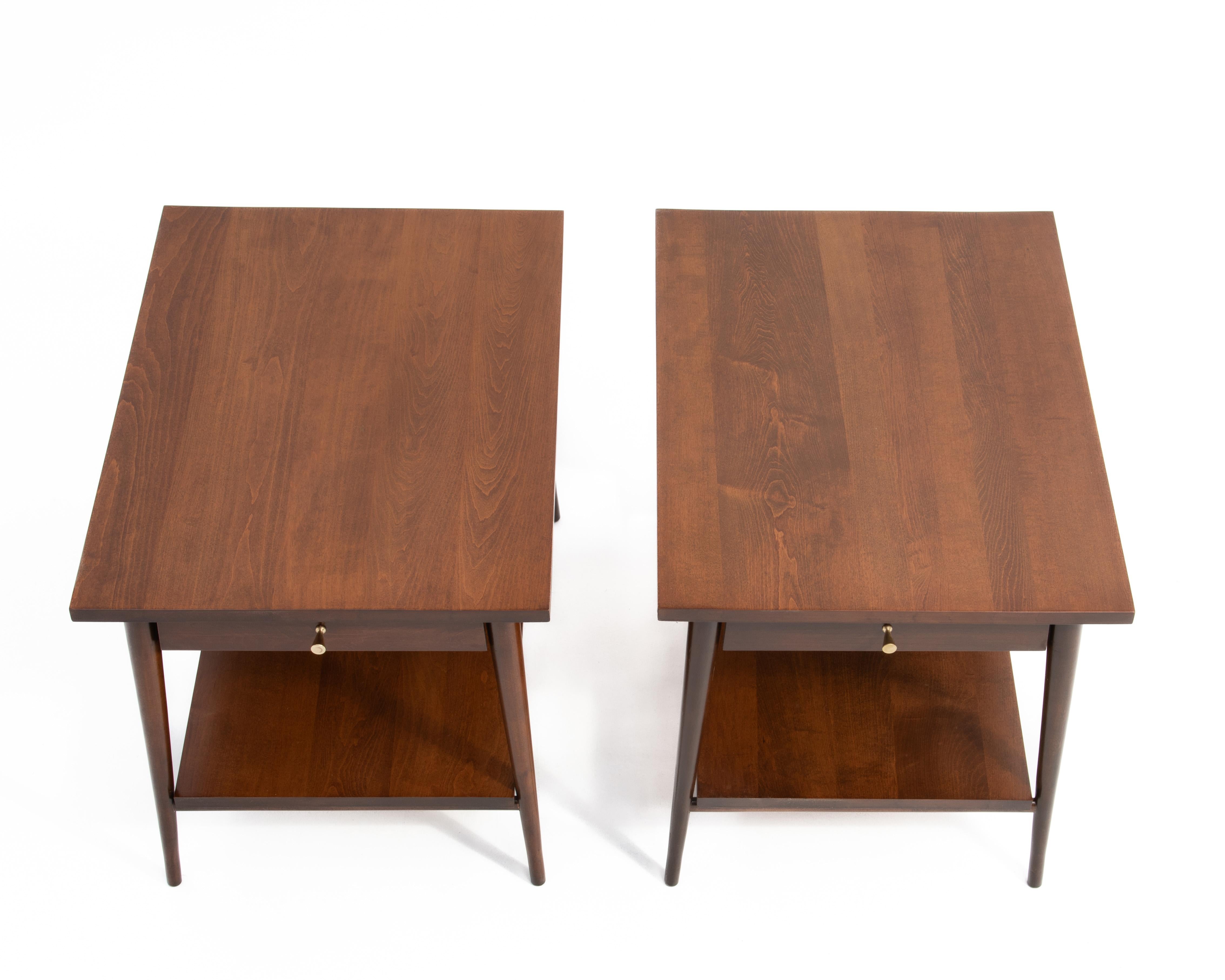 Brass Mid Century Paul McCobb Planner Group Winchedon Side End Tables Signed - a Pair For Sale