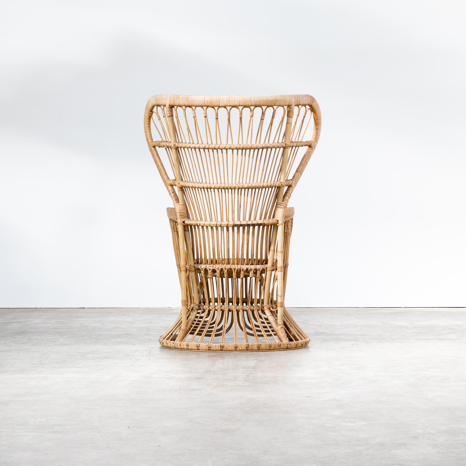 Midcentury Peacock Chair Rattan for Rohé Noordwolde For Sale 1