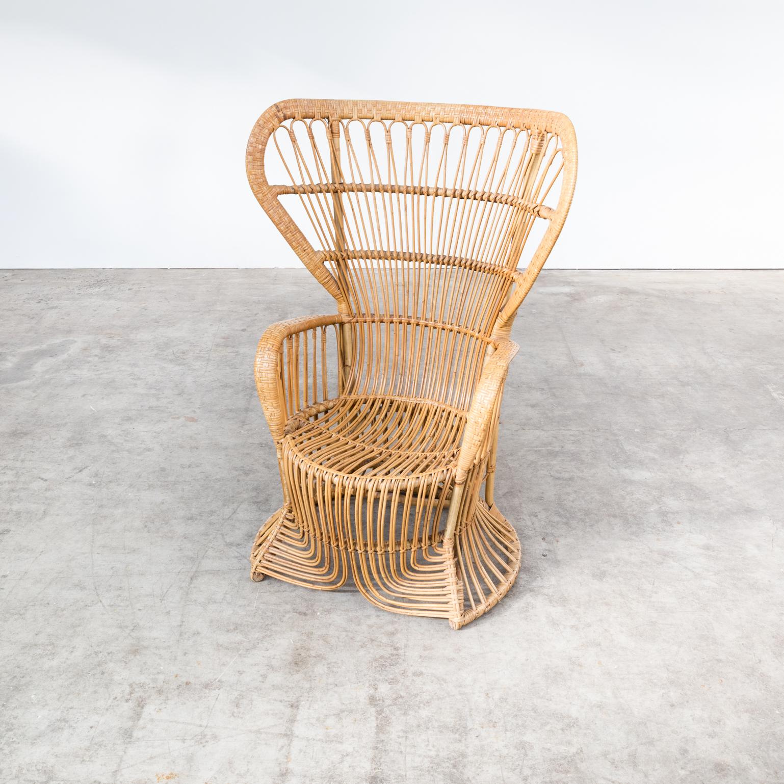 Midcentury Peacock Chair Rattan for Rohé Noordwolde For Sale 2