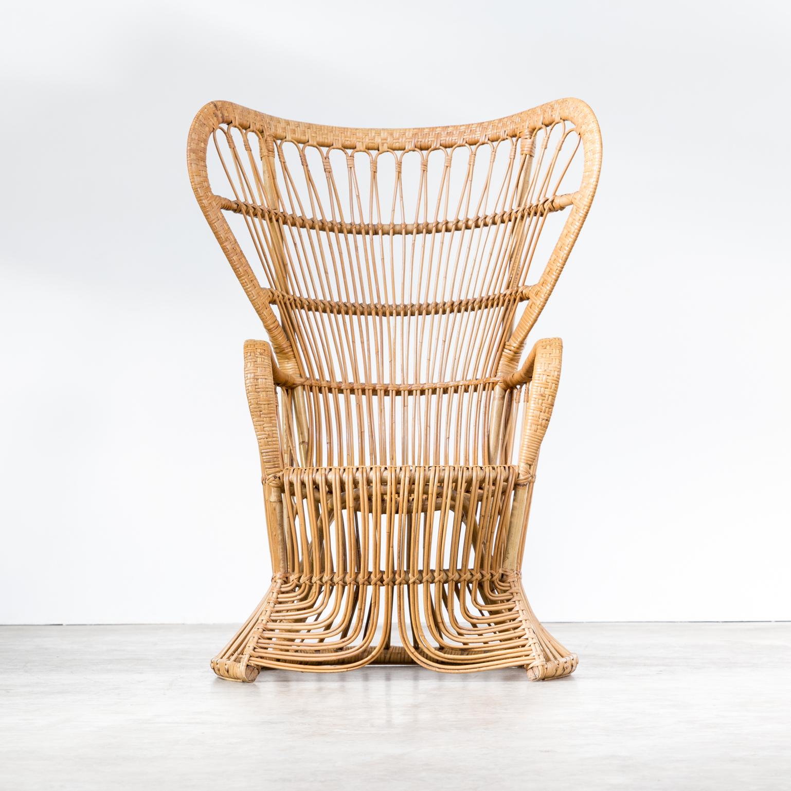 Midcentury Peacock Chair Rattan for Rohé Noordwolde For Sale 3