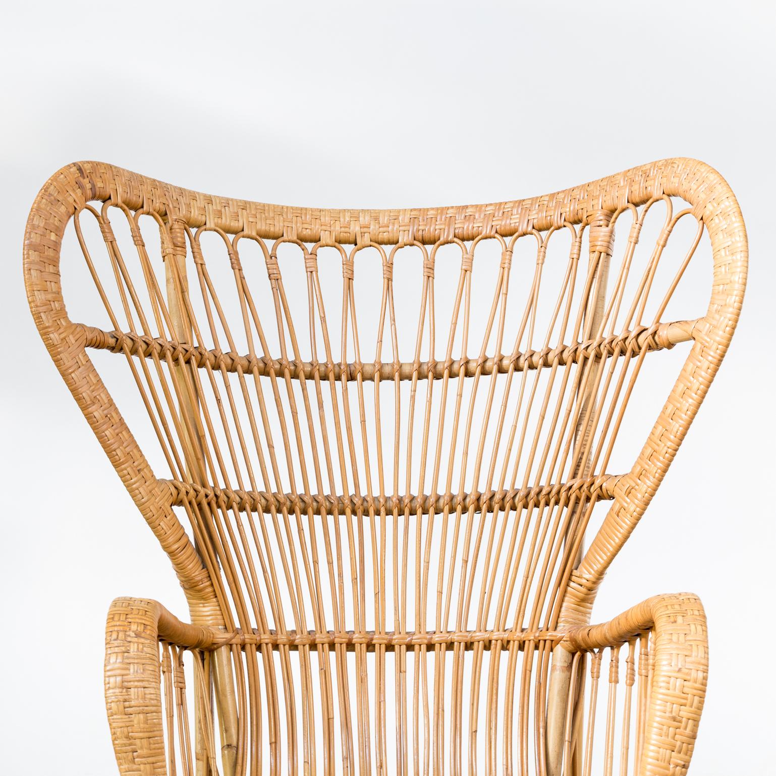 Midcentury Peacock Chair Rattan for Rohé Noordwolde For Sale 4