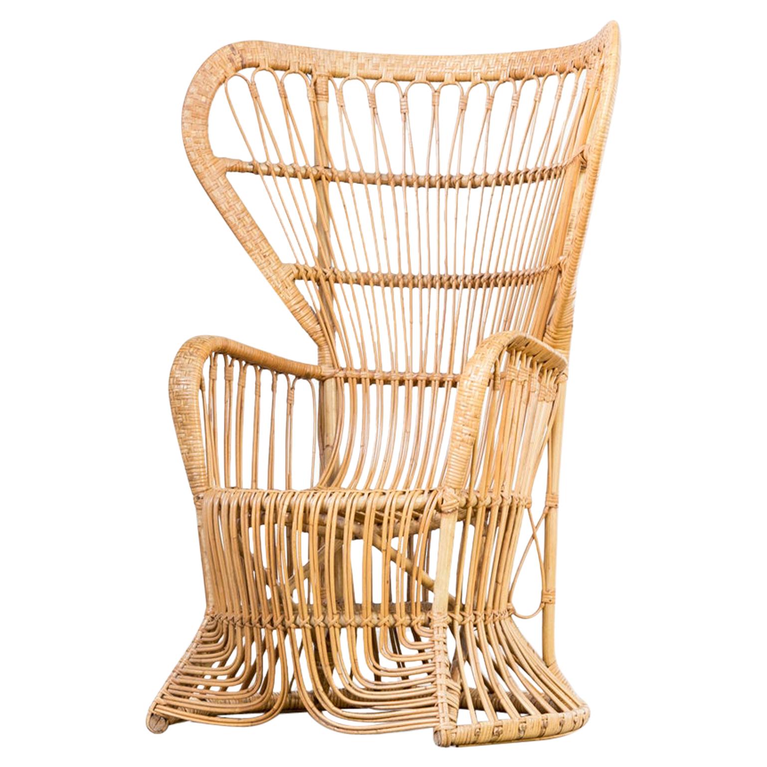 Midcentury Peacock Chair Rattan for Rohé Noordwolde For Sale