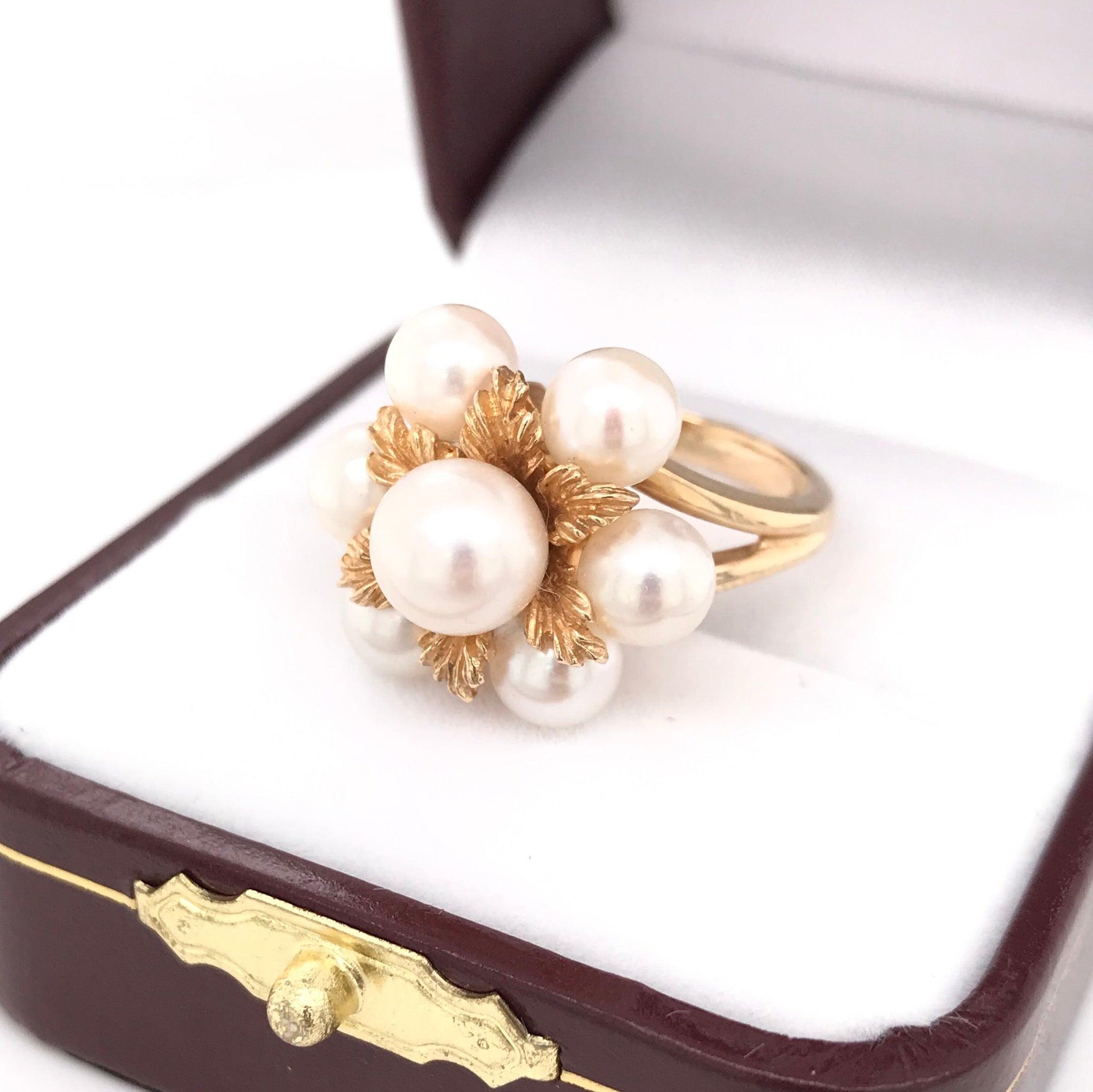Mid Century Pearl Cluster Ring 1