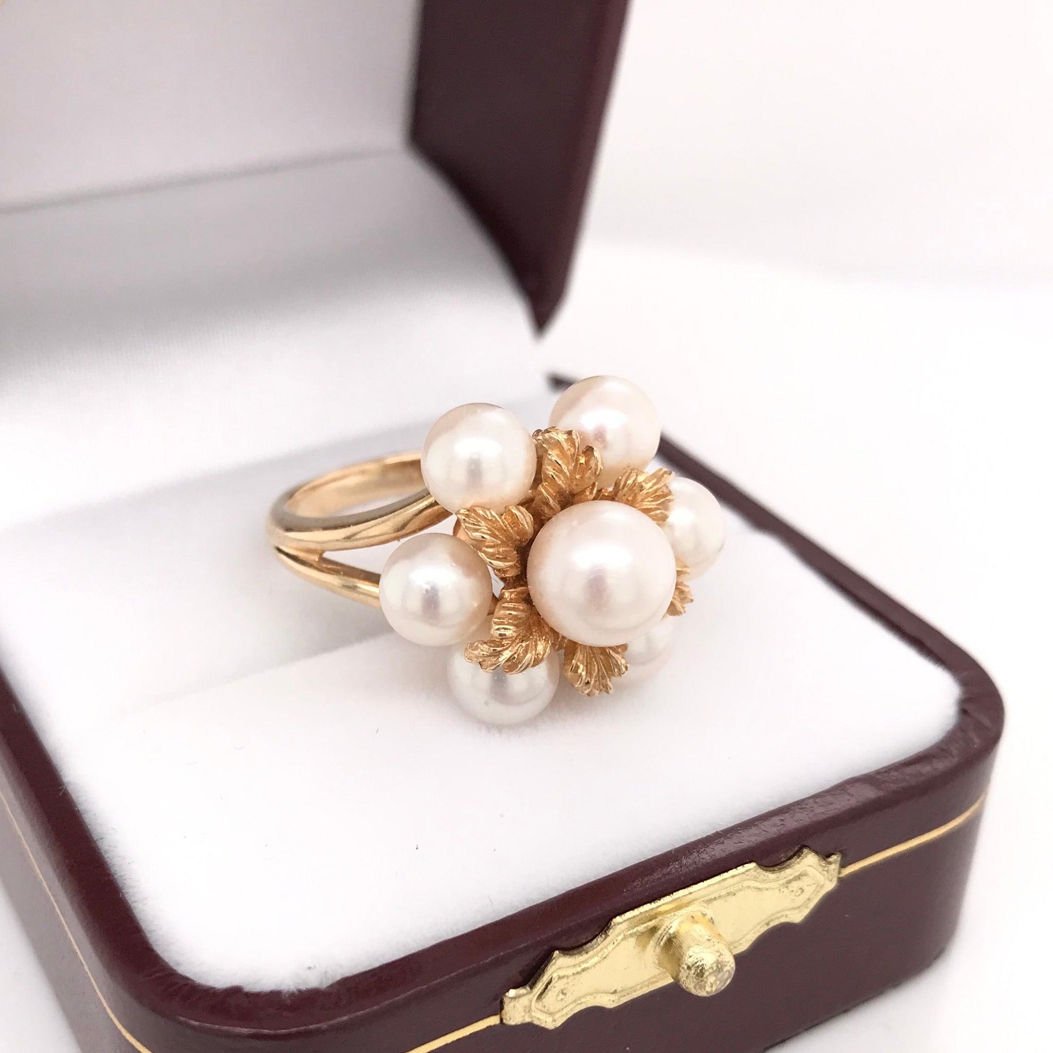 Mid Century Pearl Cluster Ring 2