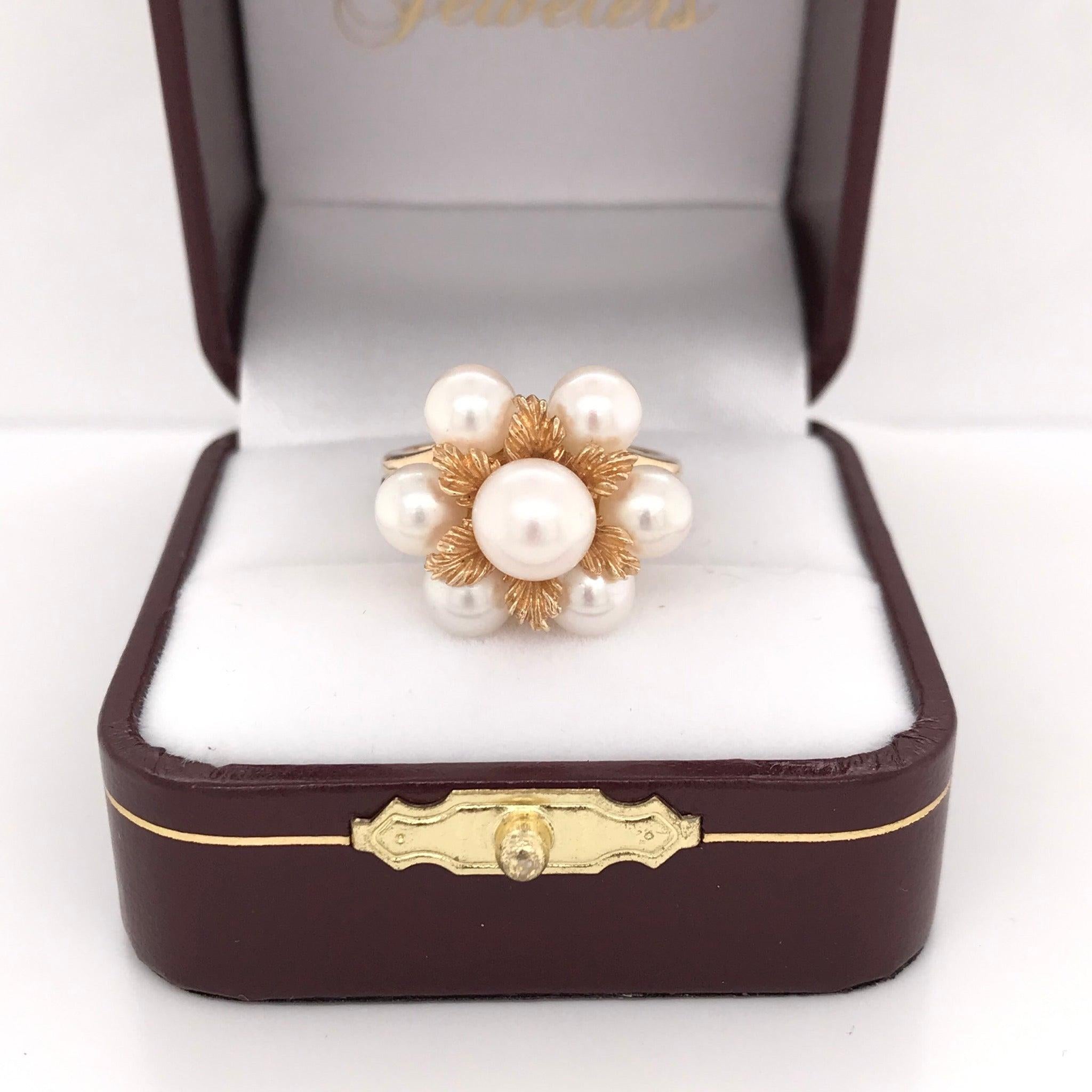 Mid Century Pearl Cluster Ring 3