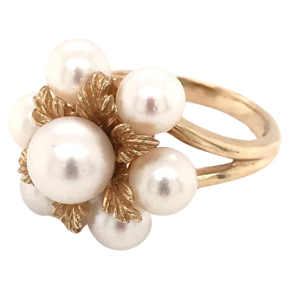 Mid Century Pearl Cluster Ring For Sale