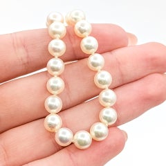 Mid-century Pearl & Diamond Strand Necklace in 14k White Gold