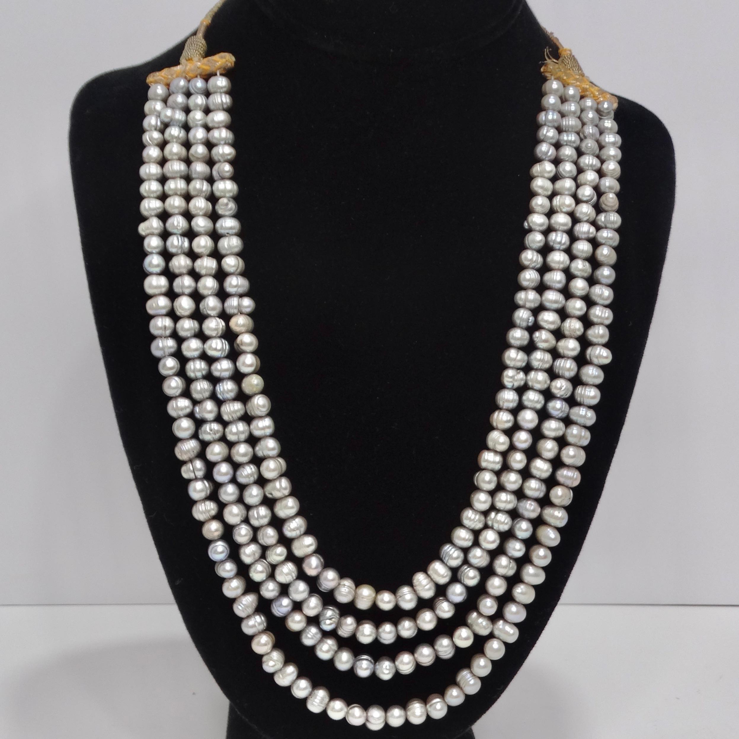 Women's or Men's Mid Century Pearl Tassel Necklace For Sale