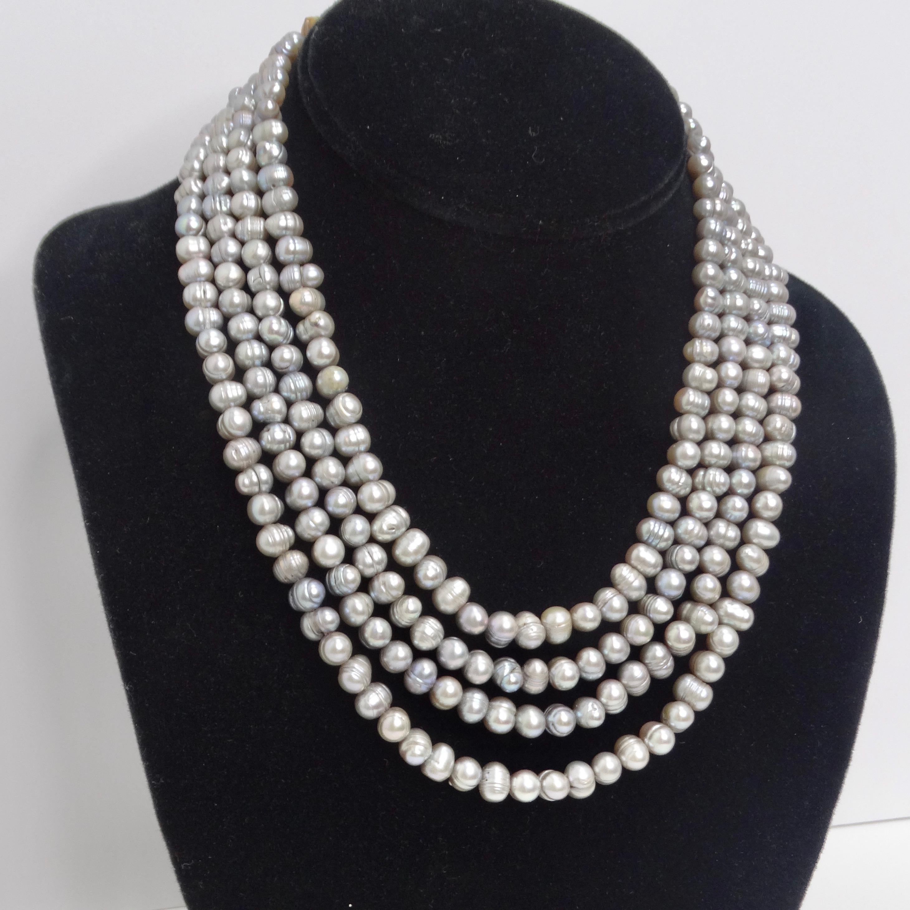 Mid Century Pearl Tassel Necklace For Sale 3