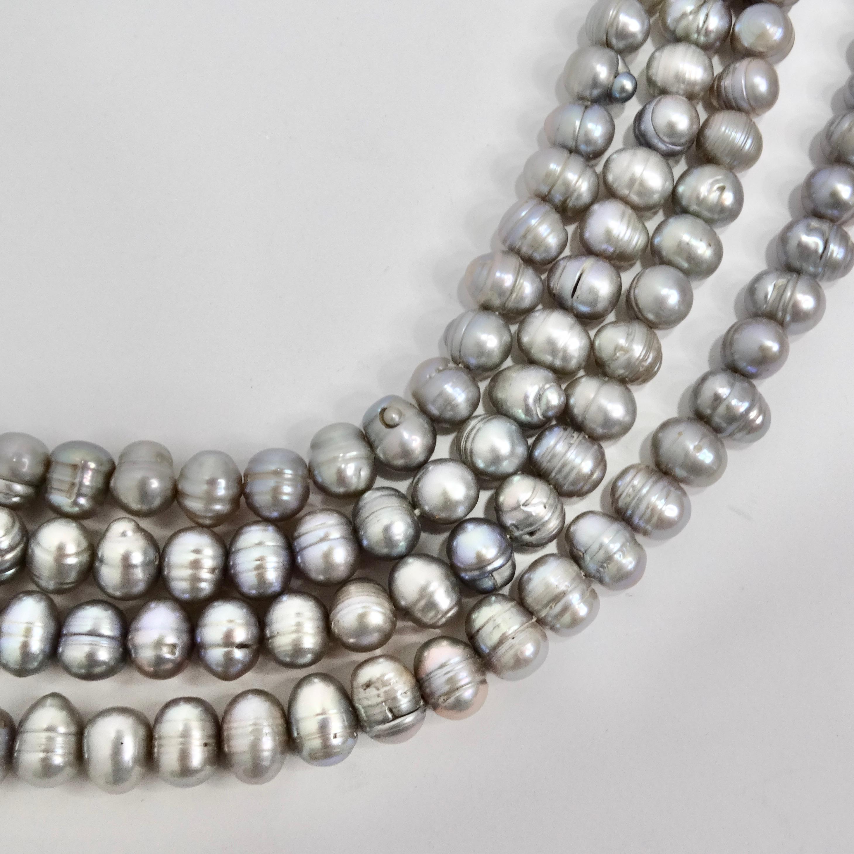 Mid Century Pearl Tassel Necklace For Sale 5