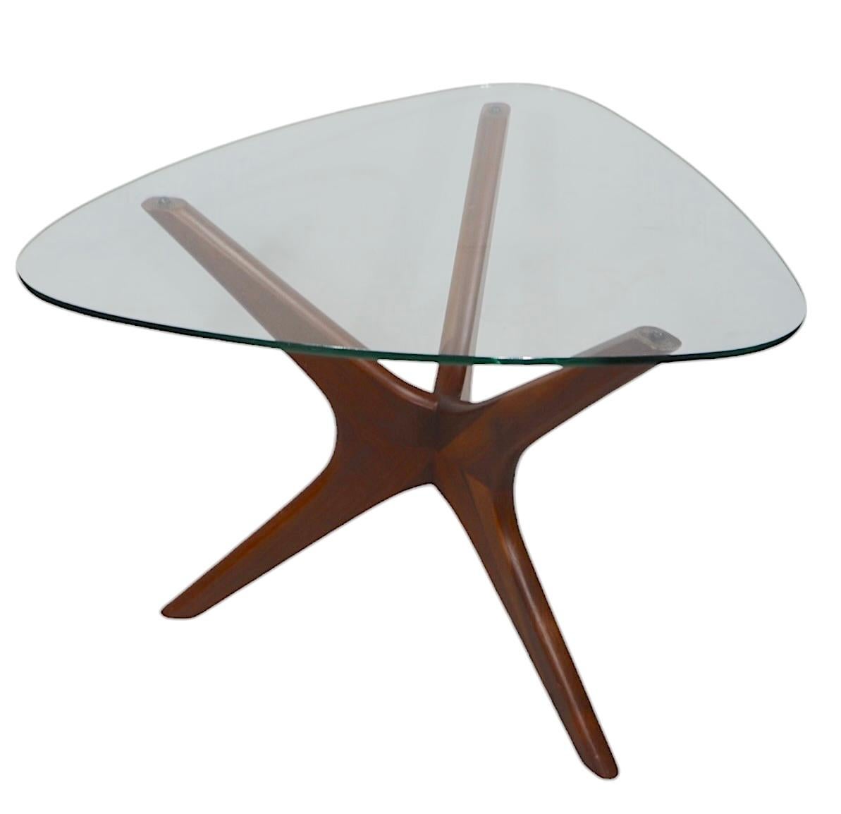Glass Mid Century Pearsall Jack Base Guitar Pick Top Side Table