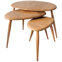 Retro Midcentury Pebble Nesting Table Set by Lucian Ercolani for Ercol, 1960s