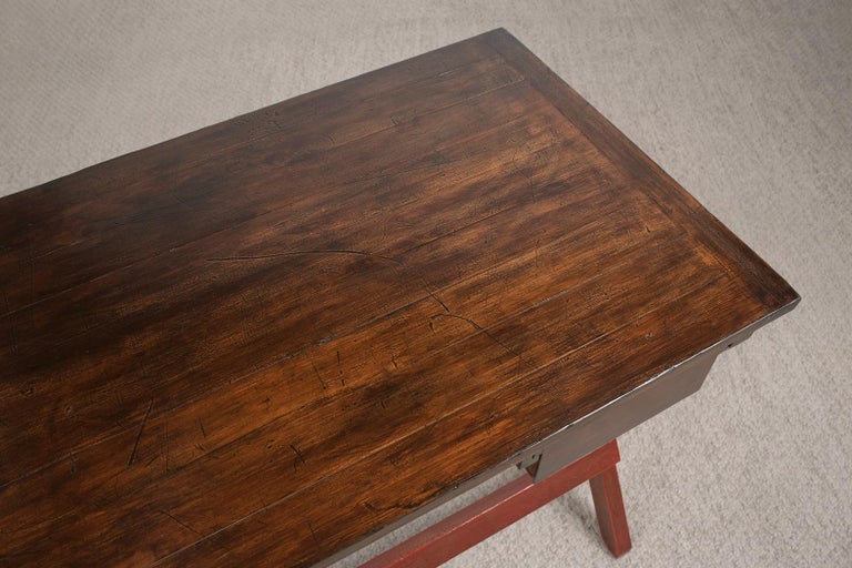 Carved Mid-Century Pine Desk For Sale