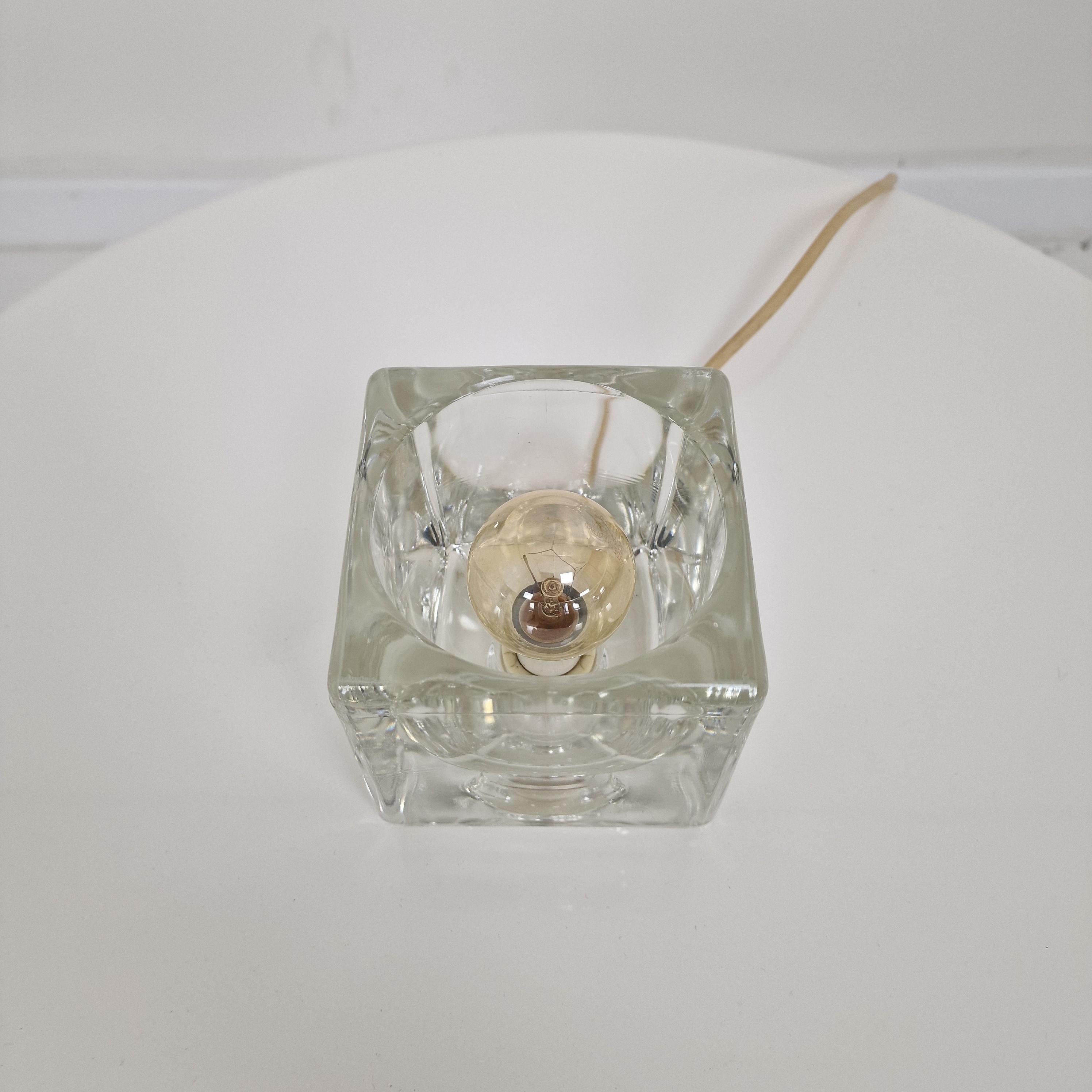 Glass Mid Century Peil & Putzler Ice Cube Table Lamp, Germany 1970's For Sale