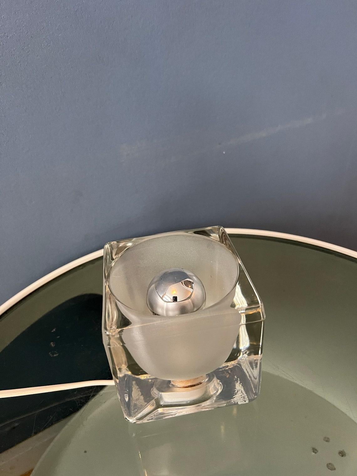 Mid Century Peill & Putzler 'Ice Cube' Glass Table Lamp, 1970s For Sale 3