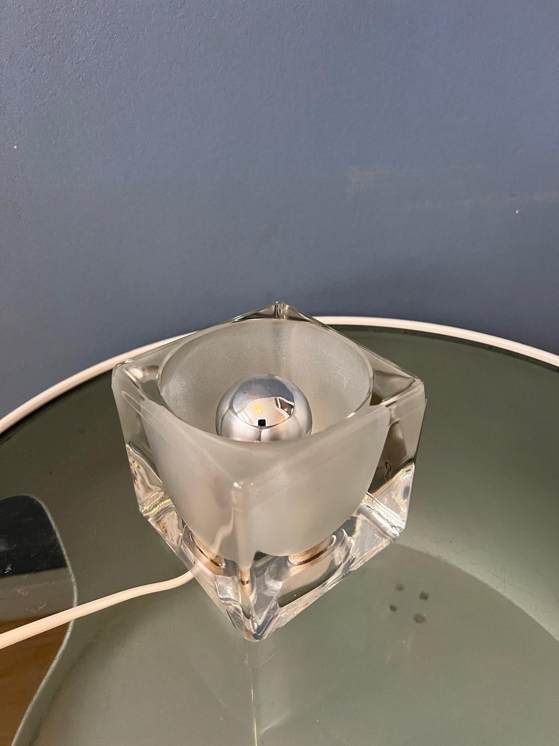 Mid Century Peill & Putzler 'Ice Cube' Glass Table Lamp, 1970s For Sale 4