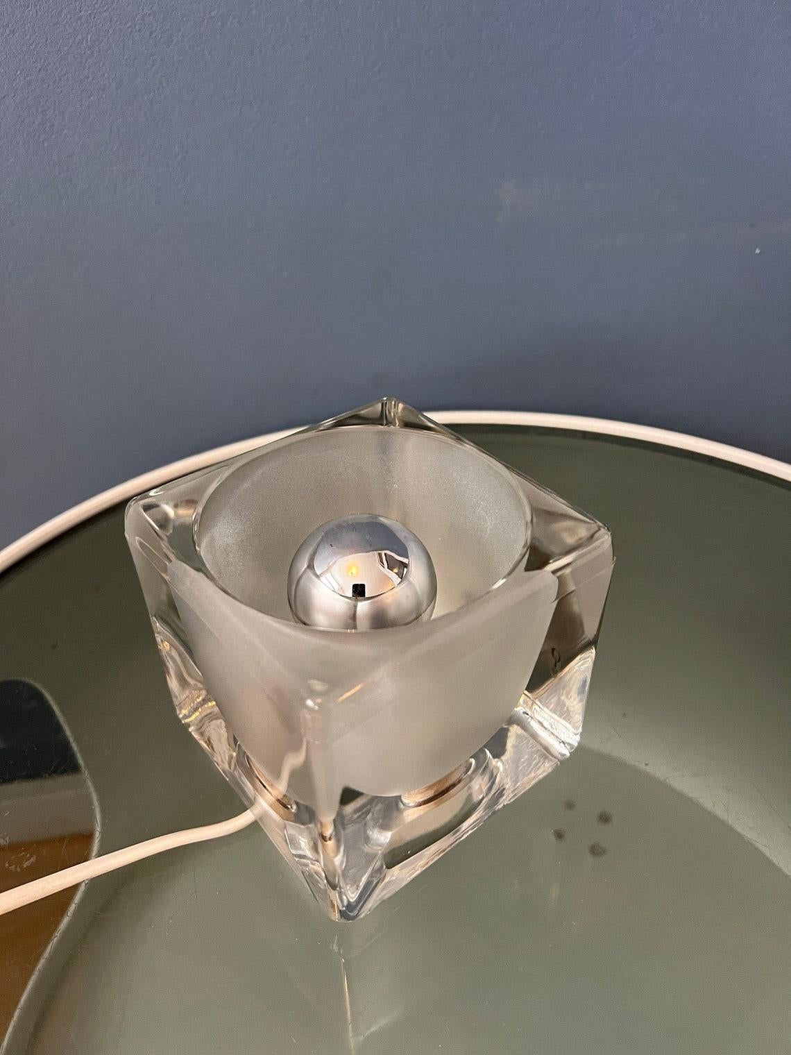 Mid Century Peill & Putzler 'Ice Cube' Glass Table Lamp, 1970s For Sale 5