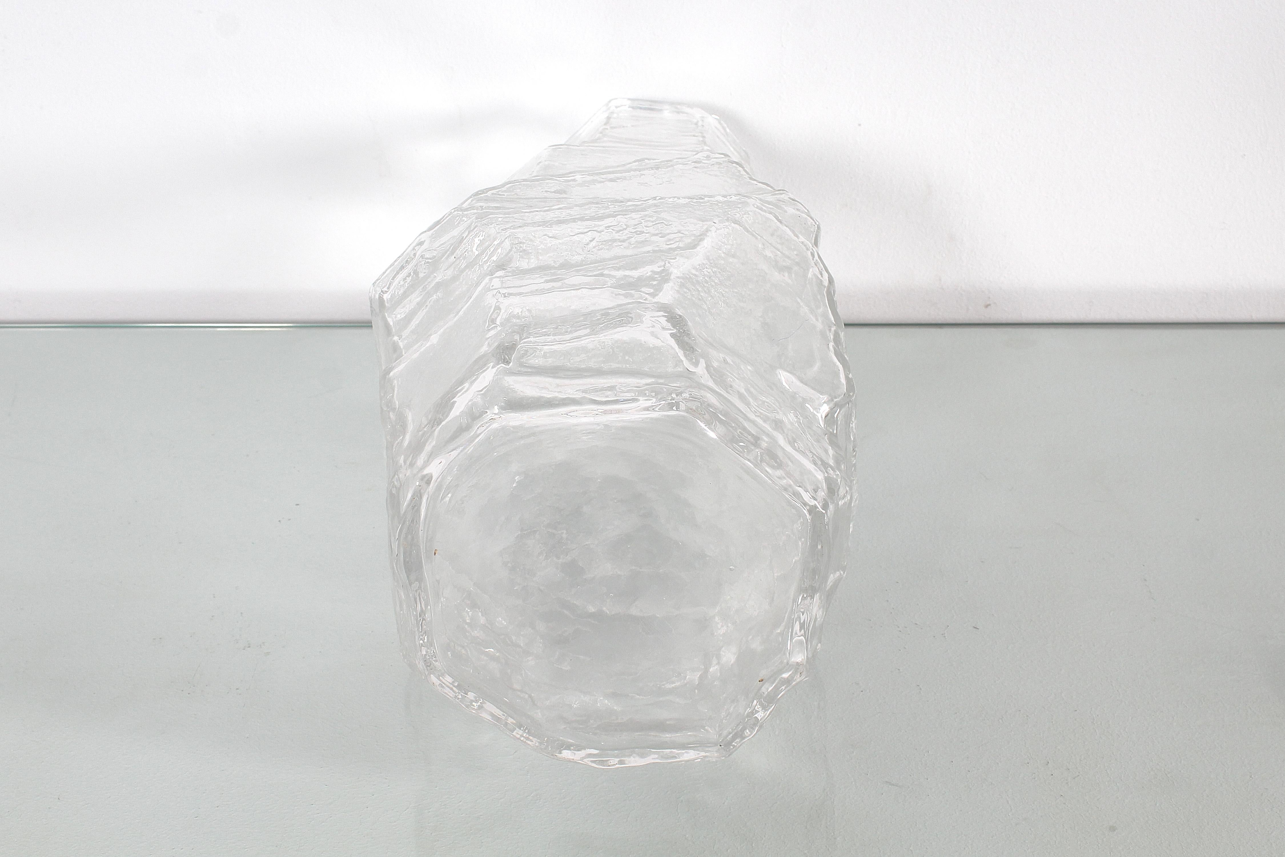 Midcentury Peill & Putzler Thick Glacier Glass Vase, Germany, 1970s For Sale 1