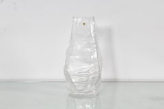Midcentury Peill & Putzler Thick Glacier Glass Vase, Germany, 1970s