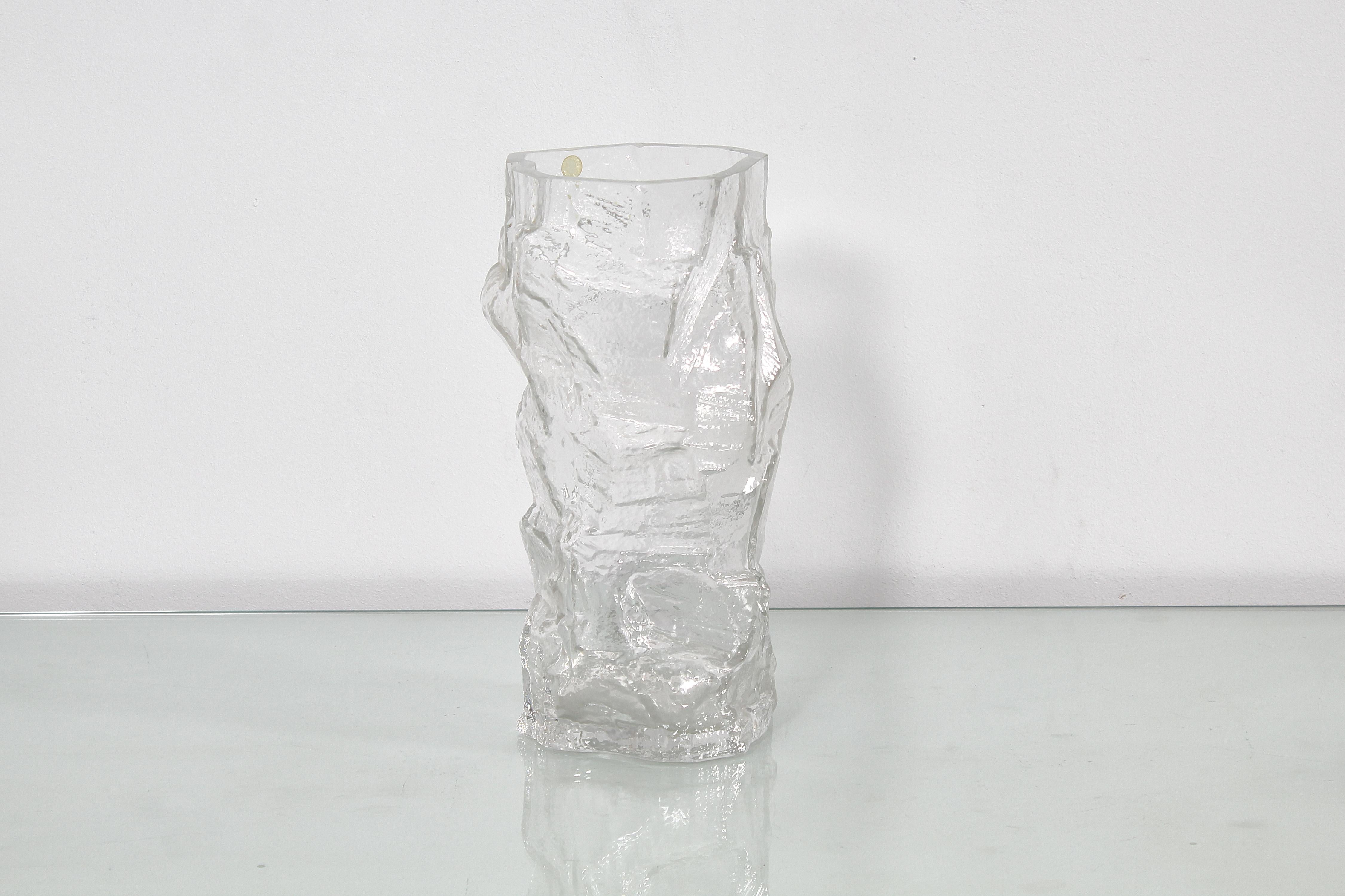 Mid-Century Modern Midcentury Peill & Putzler Thick Glacier Glass Vase, Germany, 1970s For Sale