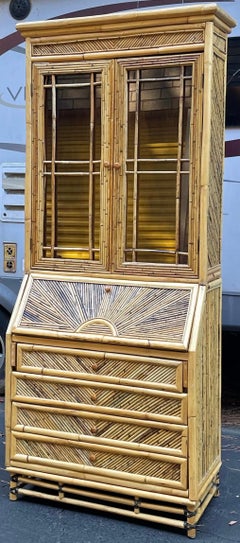 Mid-Century Pencil Bamboo Secretary Desk