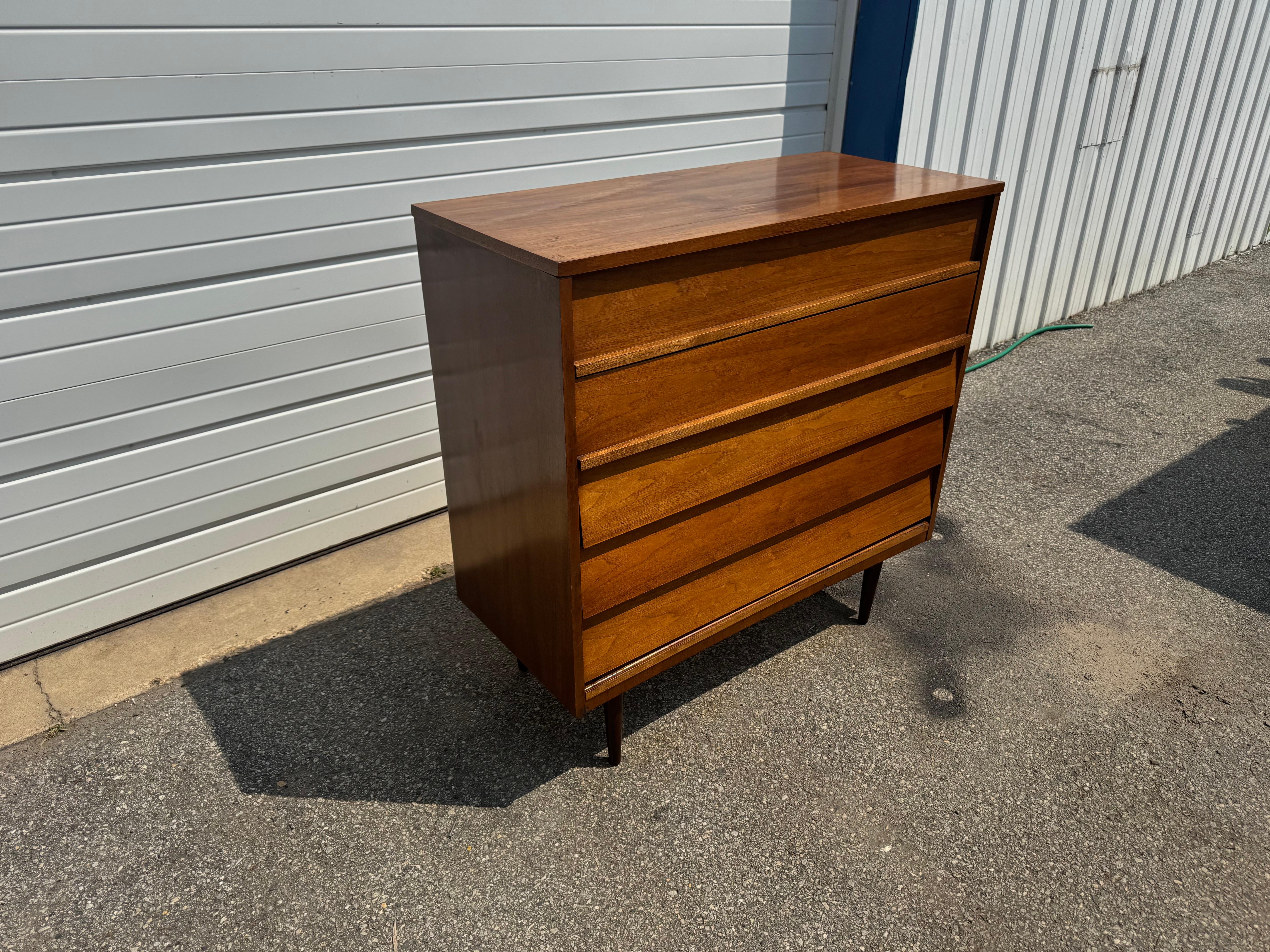 20th Century Mid-Century Pencil Leg Tall Dresser/Chest by Dixie For Sale