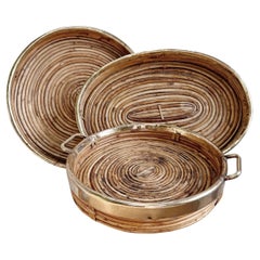 Mid Century Pencil Reed Brass Trays