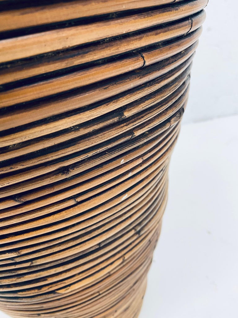 Midcentury Pencil Reed Rattan Floor Vase For Sale at 1stDibs tall