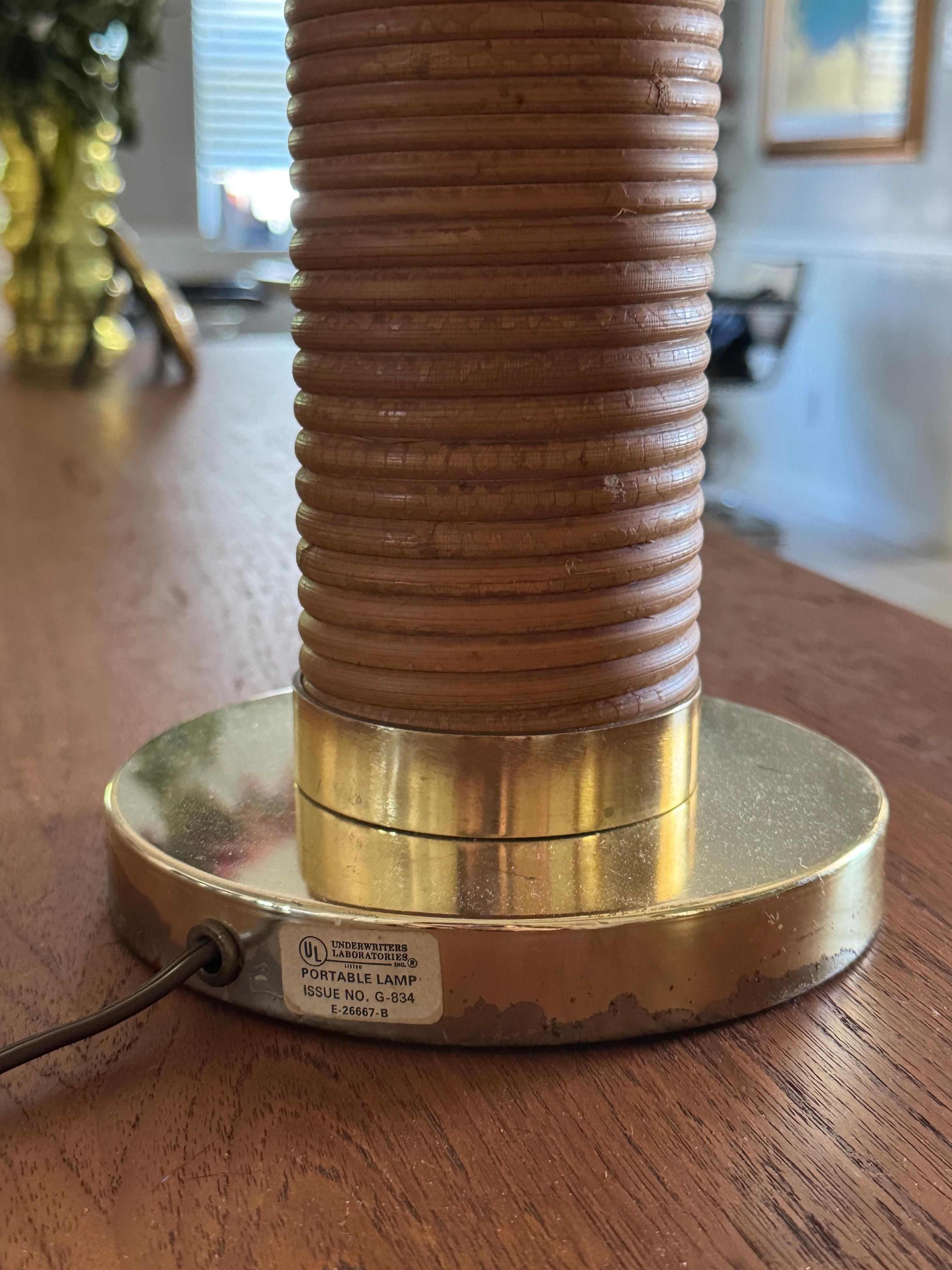Fin du 20e siècle Lampe de table en roseau du milieu du siècle dans le style de Gabriella Crespi, vers les années 1970. en vente