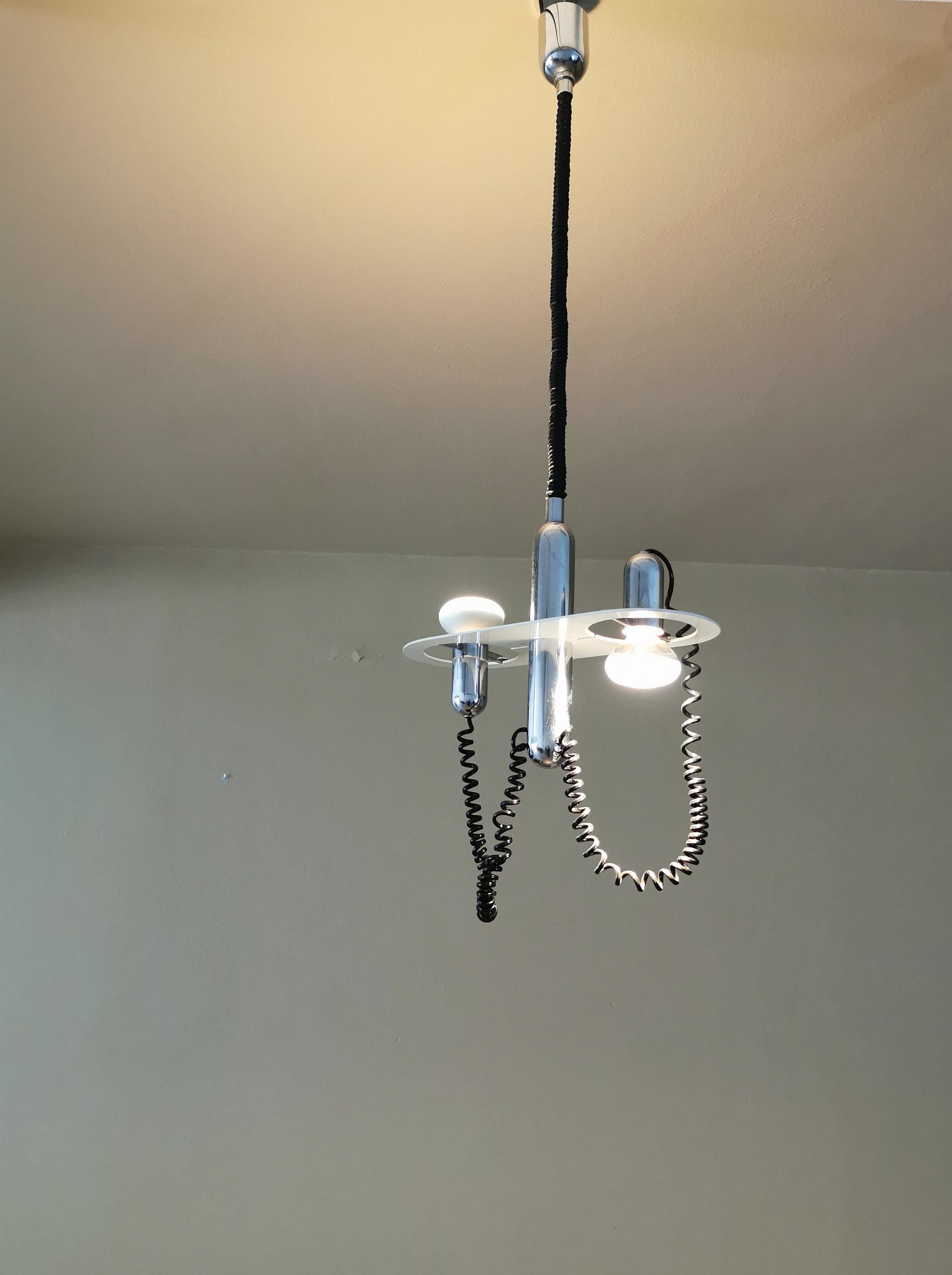Pendant Chandelier by Ezio Didone in Metal and Chromed Aluminum MidCentury, 1968 3