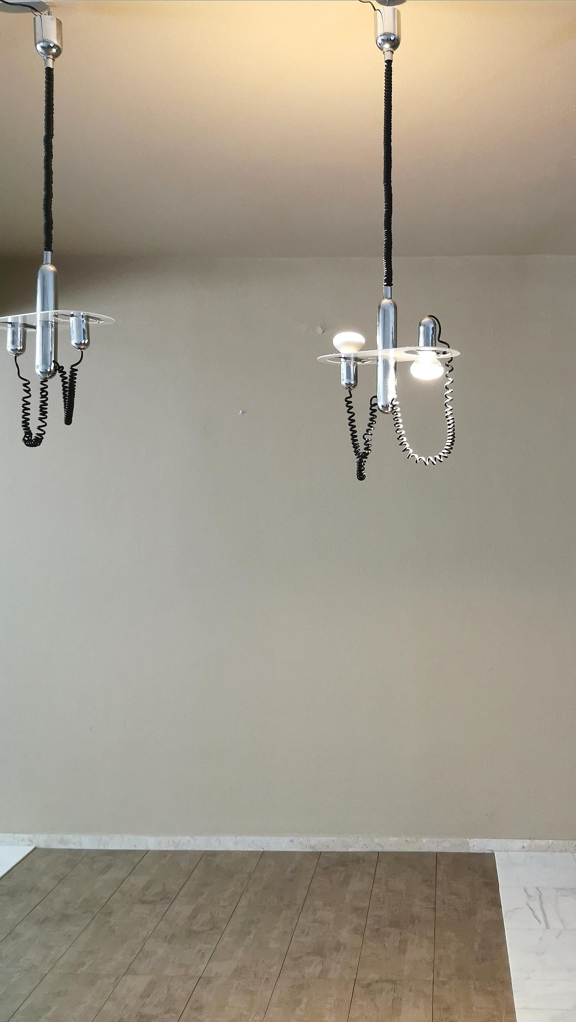 Pendant Chandelier by Ezio Didone in Metal and Chromed Aluminum MidCentury, 1968 4