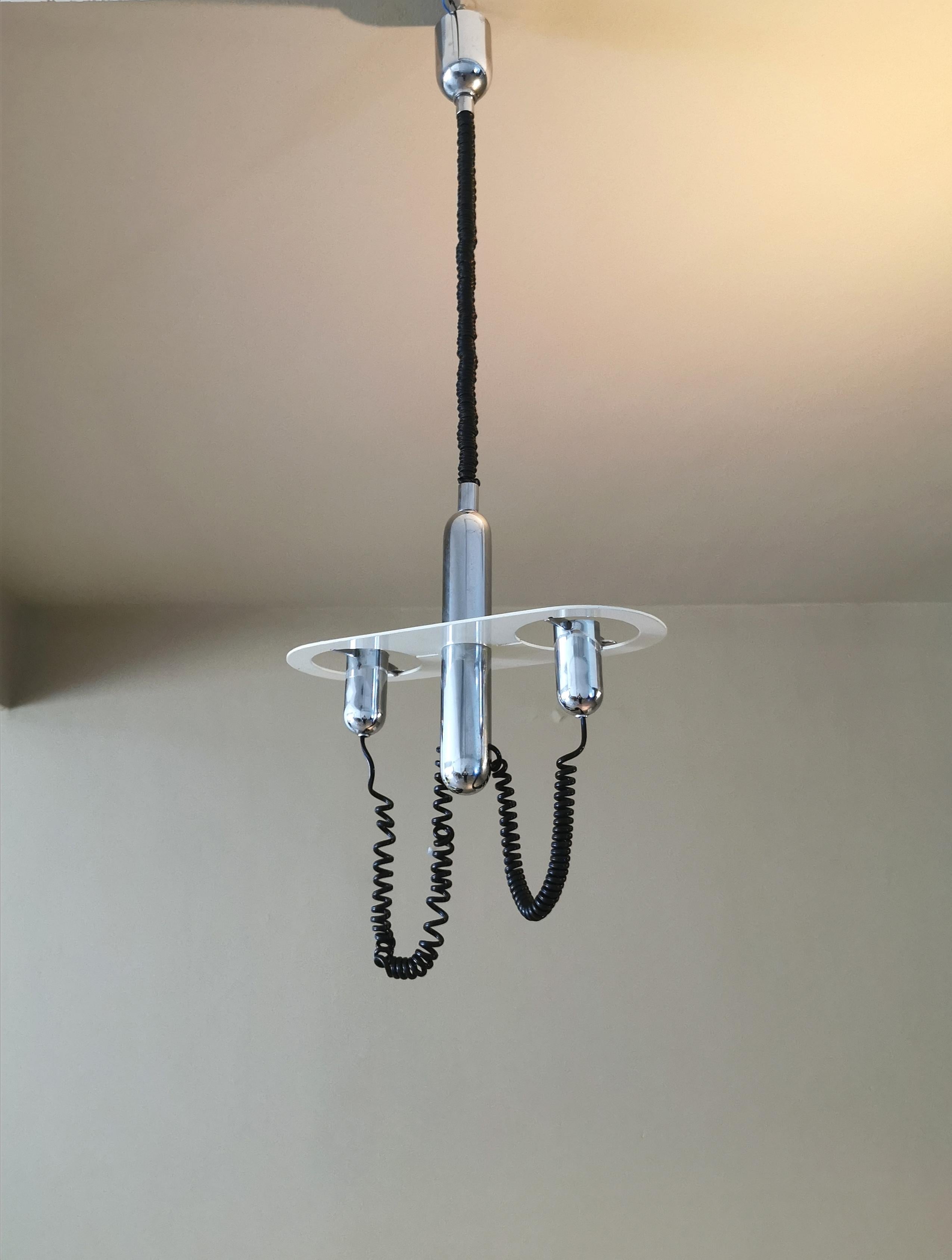 Pendant Chandelier by Ezio Didone in Metal and Chromed Aluminum MidCentury, 1968 5