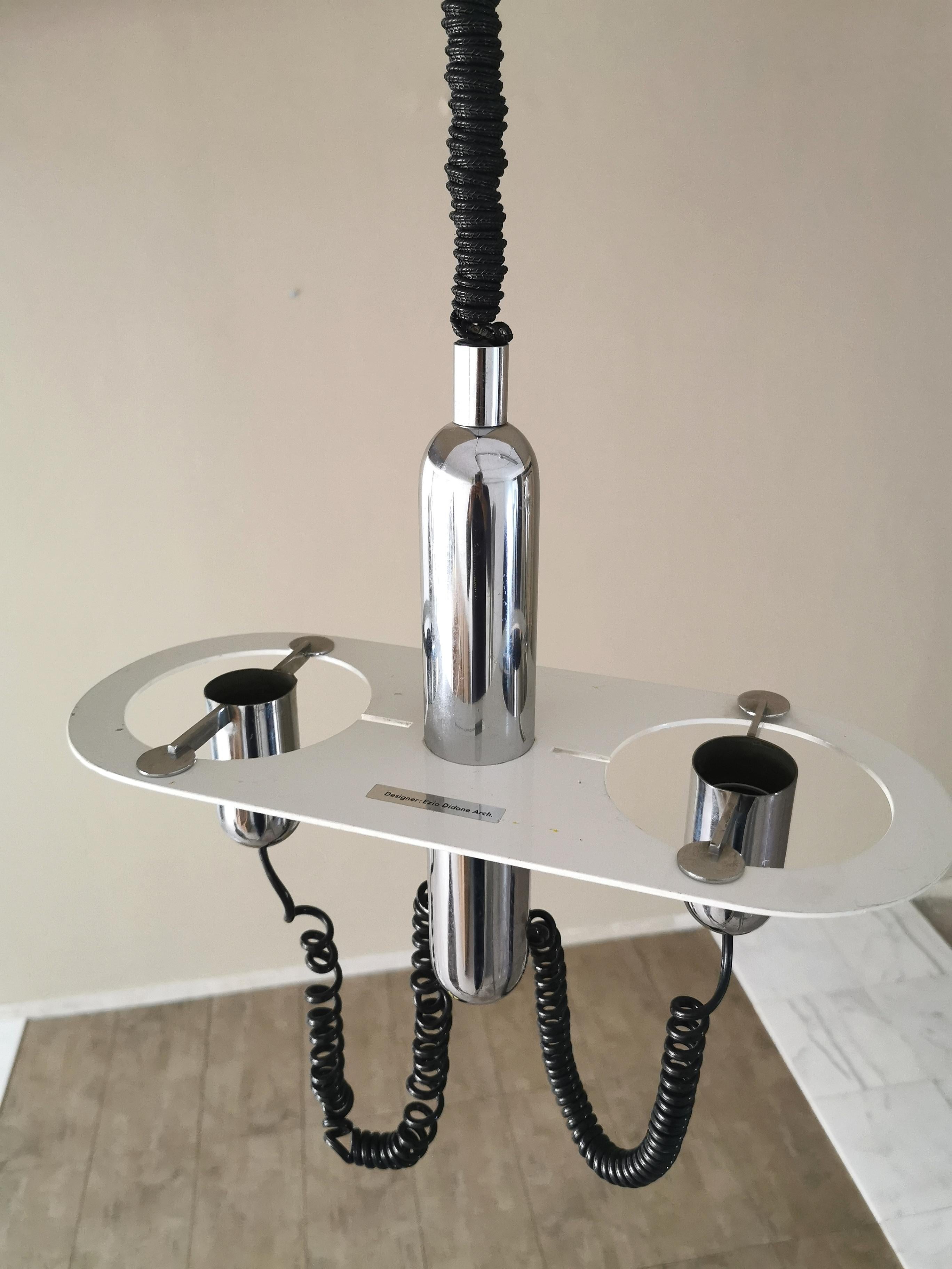 Pendant Chandelier by Ezio Didone in Metal and Chromed Aluminum MidCentury, 1968 In Good Condition In Palermo, IT