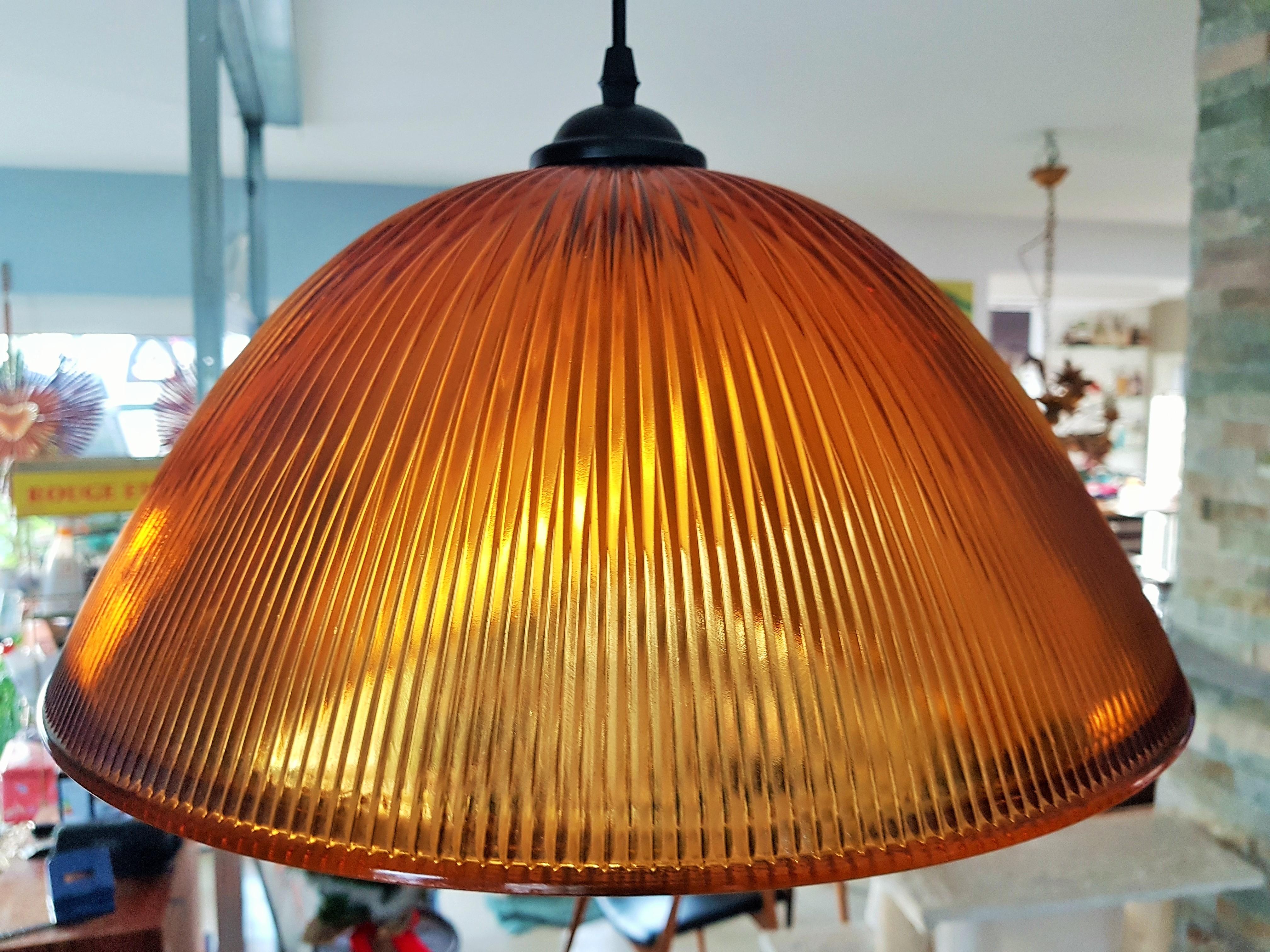 Mid-Century-Hängelampe-Kronleuchter Holophane, Italien 1960er Jahre (Glaskunst) im Angebot