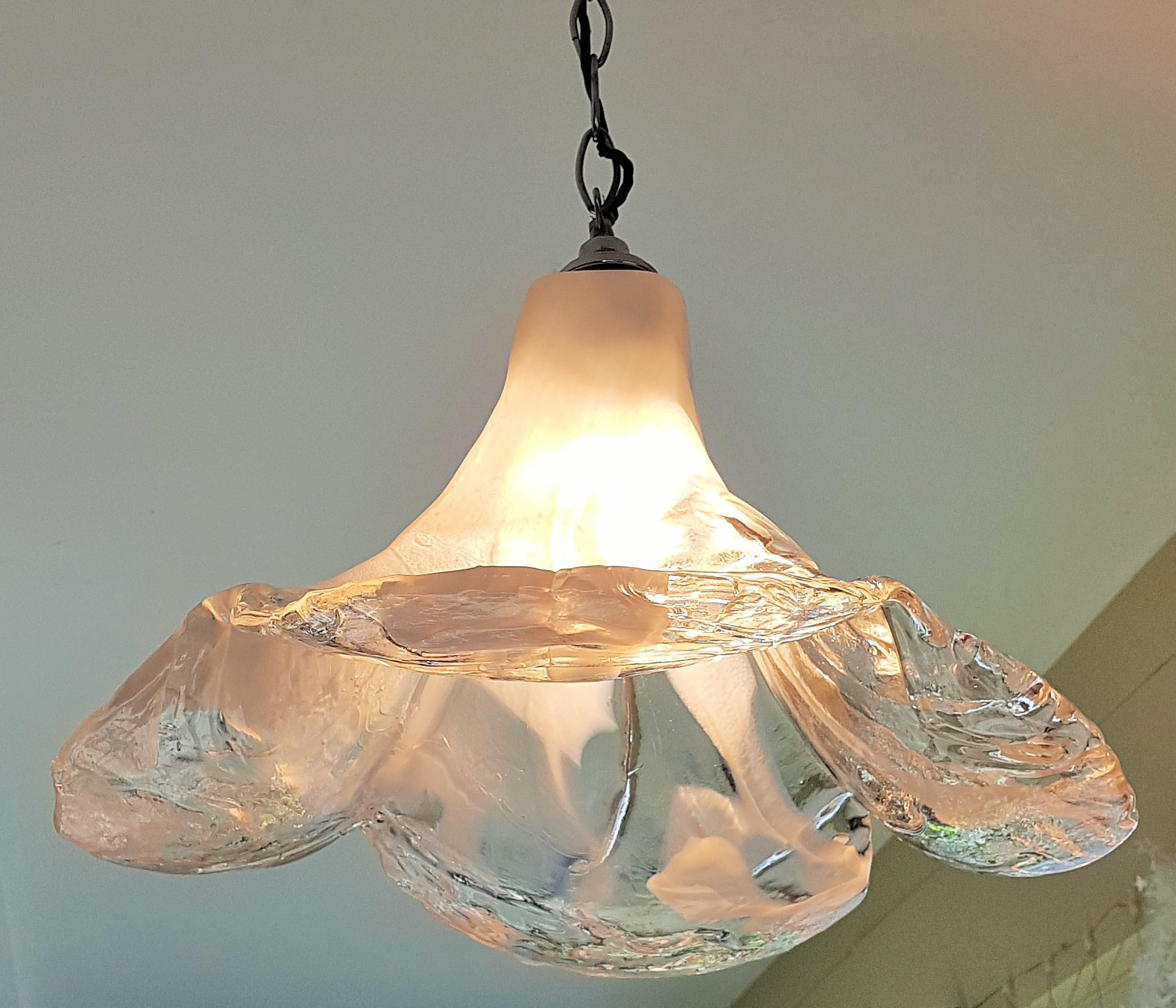 Art Glass Mid-Century Pendant Chandelier Murano by Carlo Nason Mazzega, Italy, 1968 For Sale