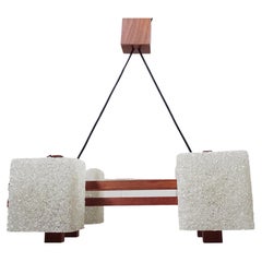 Mid-Century Pendant Chandelier Teak and Resin, Denmark, 1960